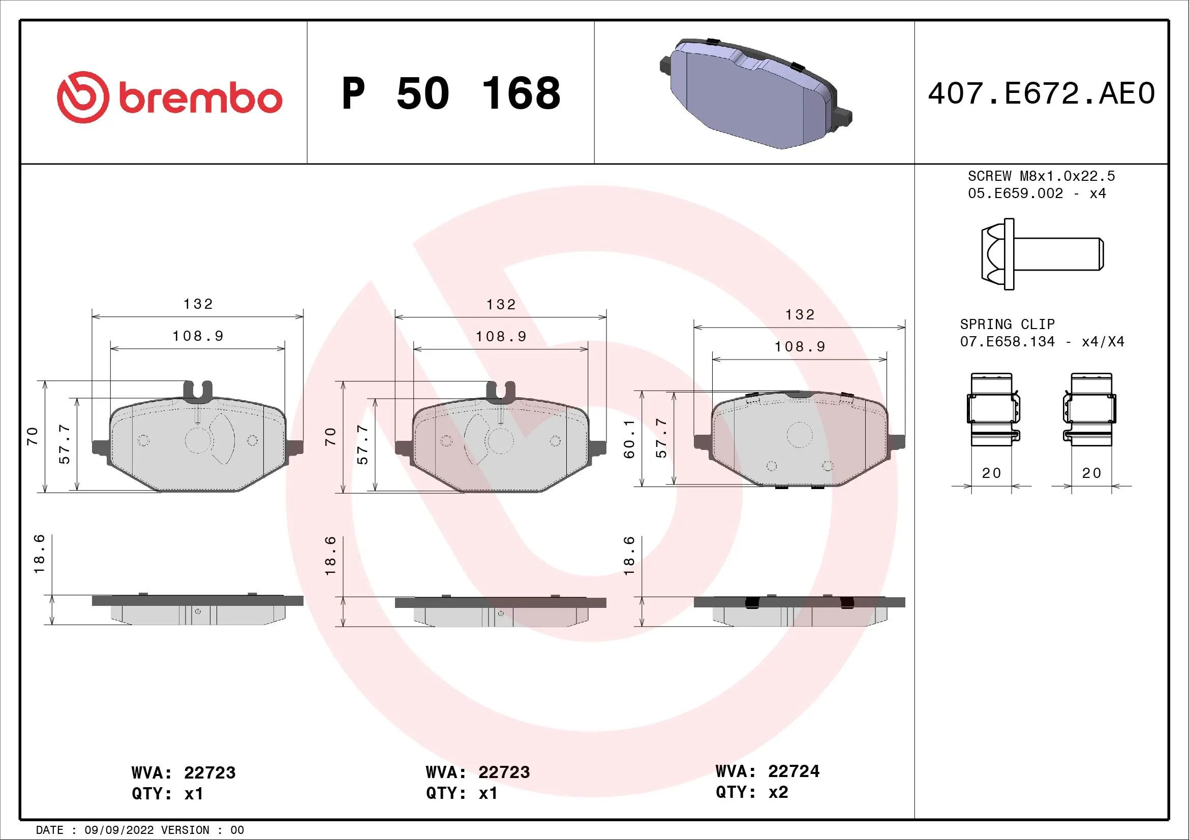 Brake Pad Set, disc brake PRIME LINE P 50 168