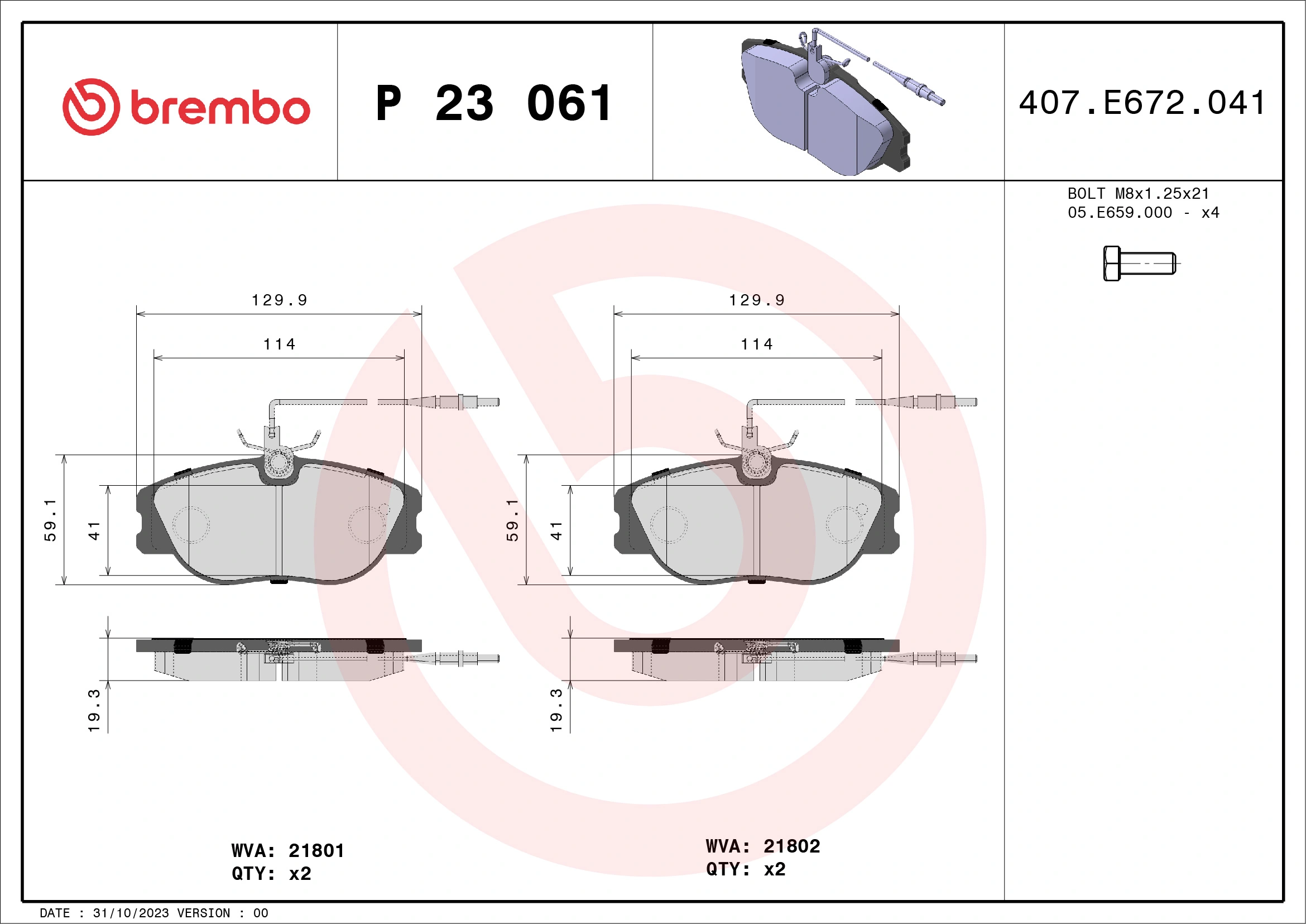 Brake Pad Set, disc brake PRIME LINE P 23 061