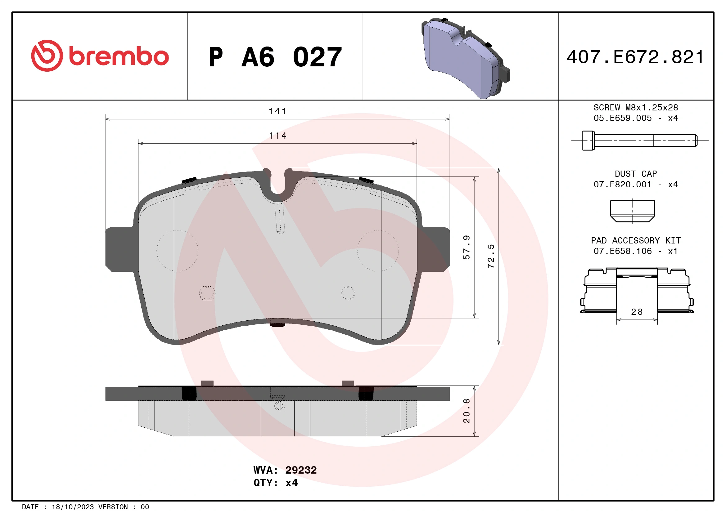 Brake Pad Set, disc brake PRIME LINE P A6 027