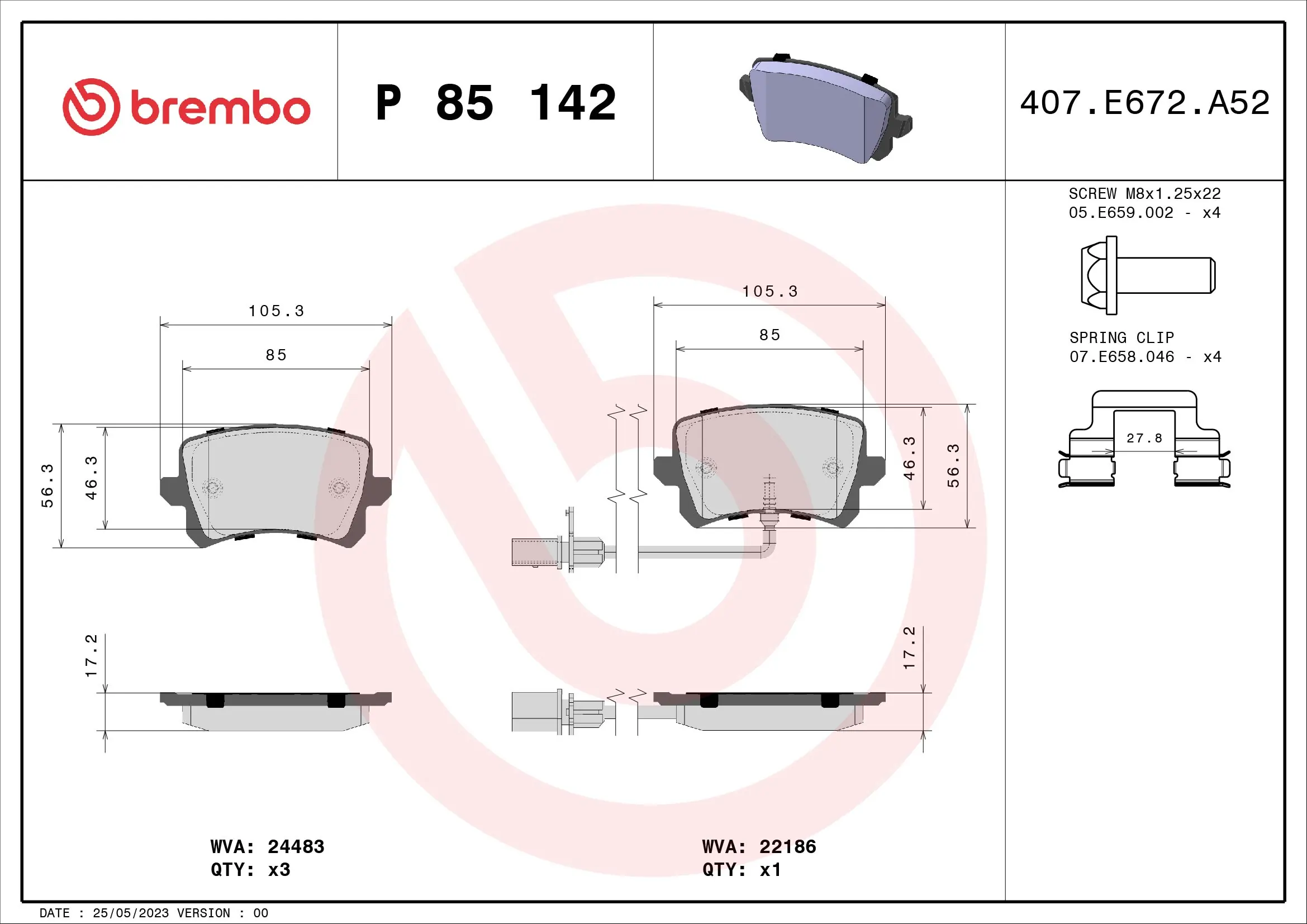 Brake Pad Set, disc brake PRIME LINE P 85 142