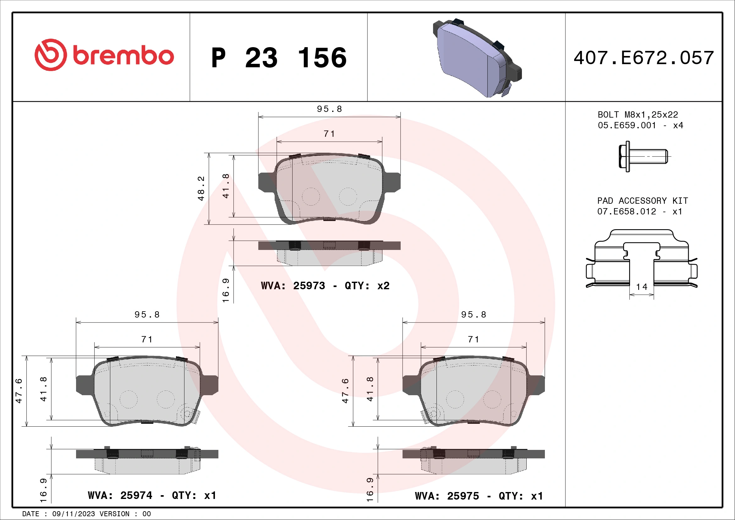 Brake Pad Set, disc brake PRIME LINE P 23 156