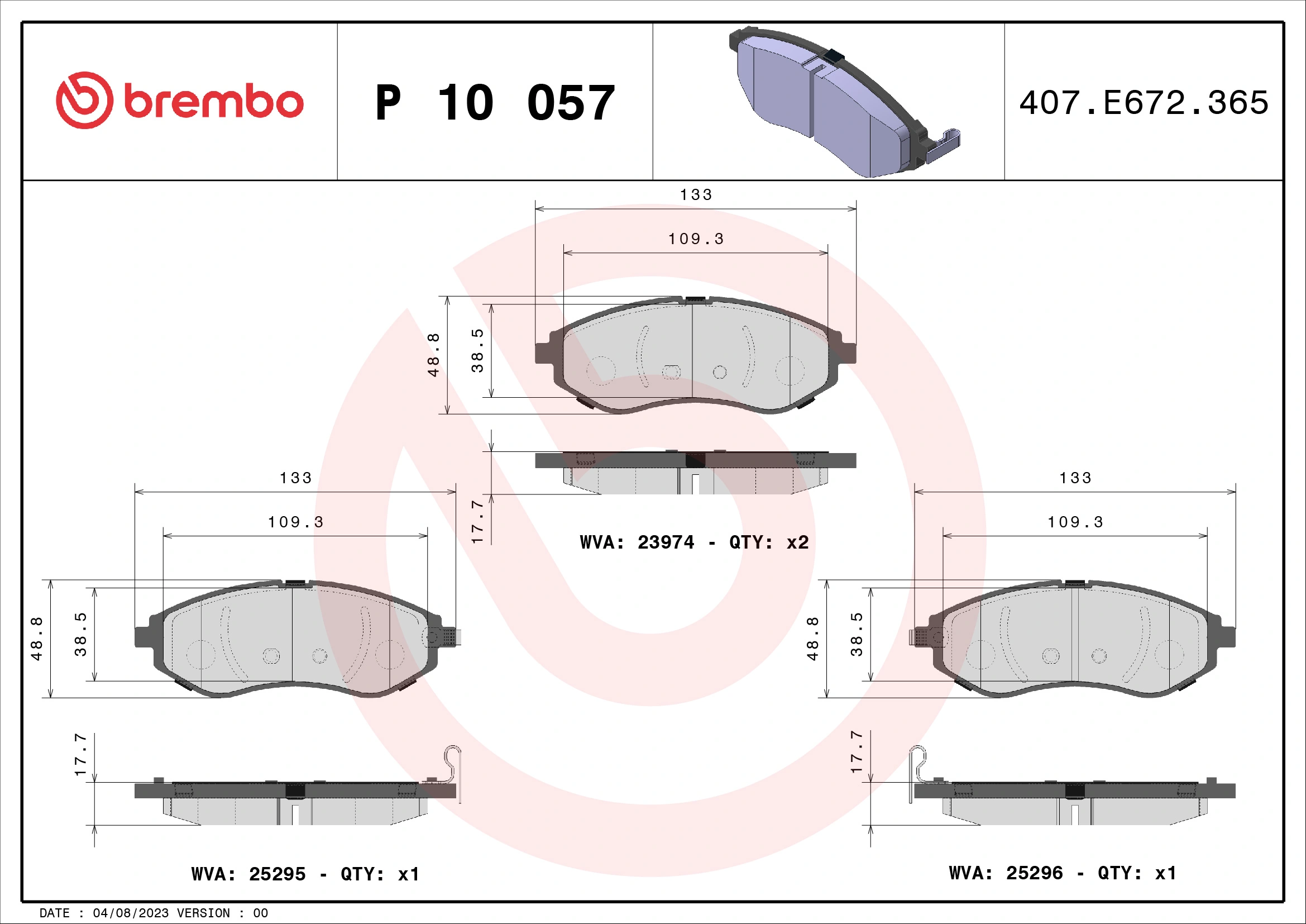 Brake Pad Set, disc brake PRIME LINE P 10 057