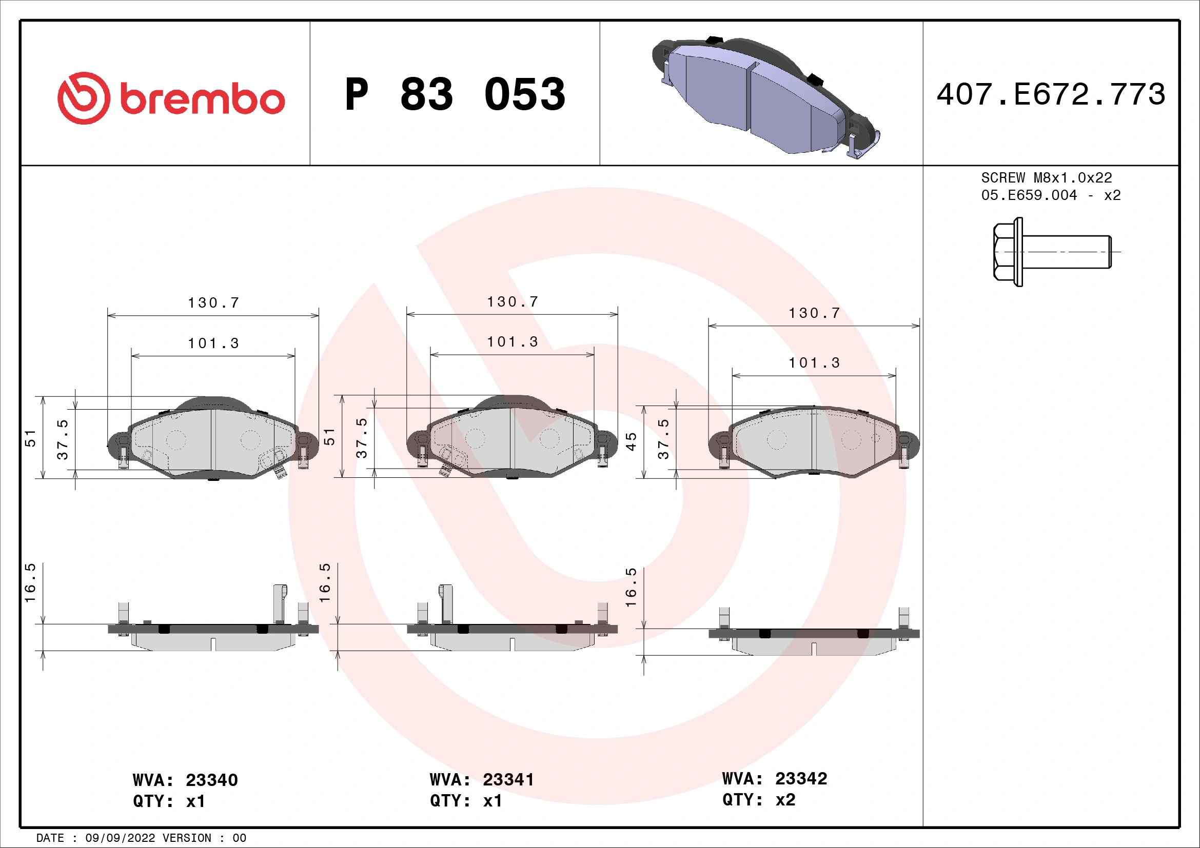 Brake Pad Set, disc brake PRIME LINE P 83 053