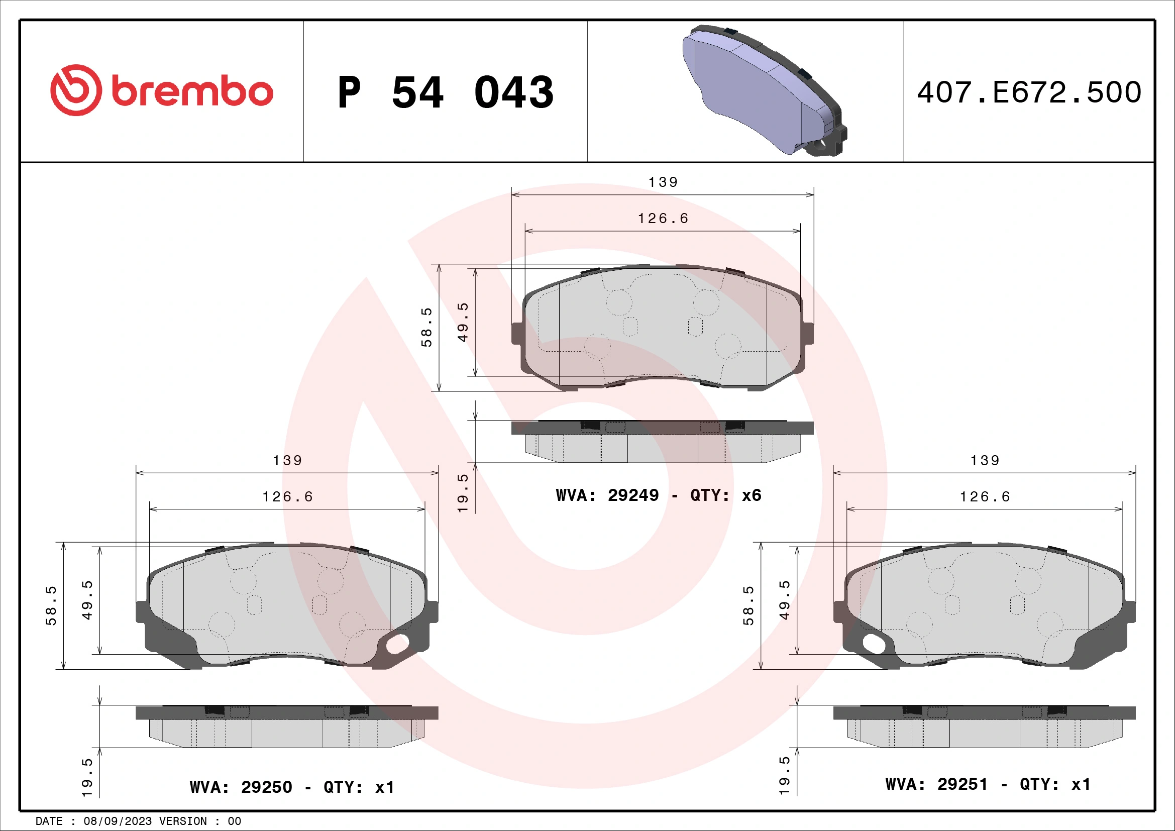 Brake Pad Set, disc brake PRIME LINE P 54 043