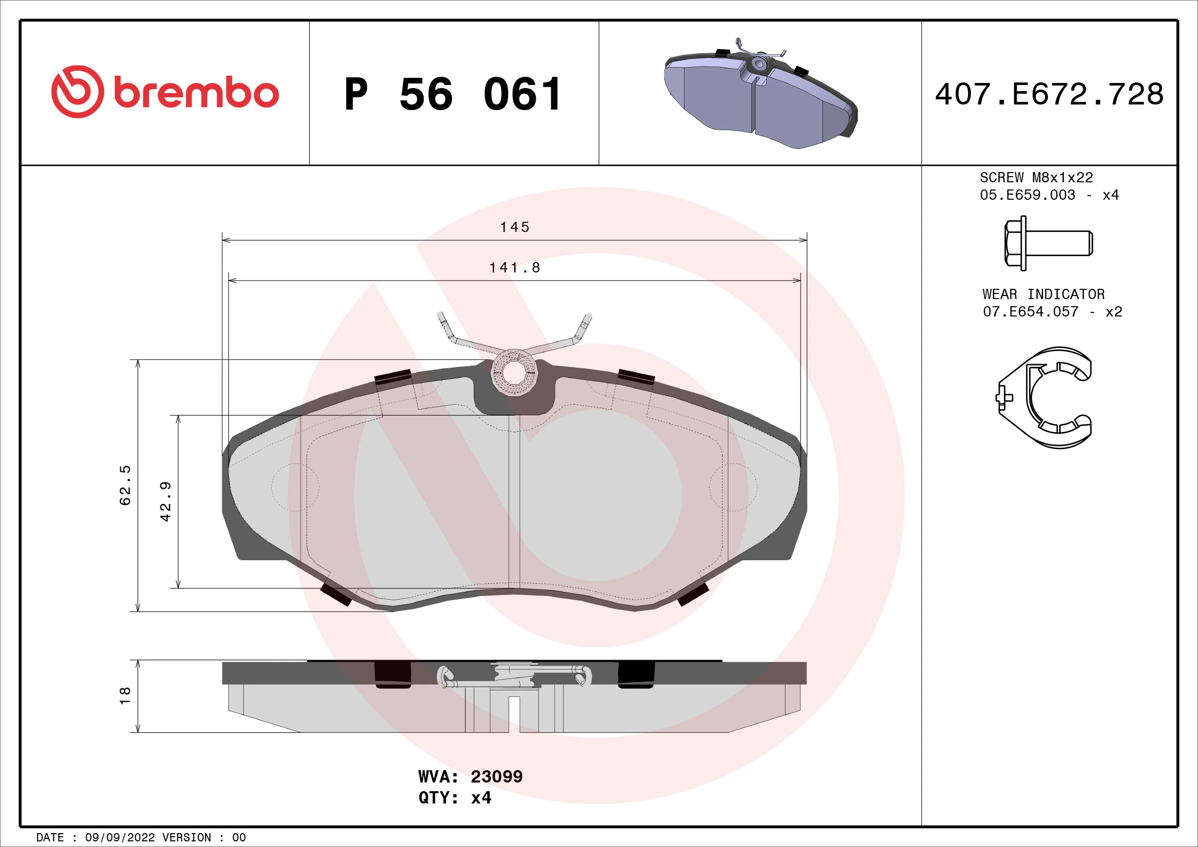 Brake Pad Set, disc brake PRIME LINE P 56 061