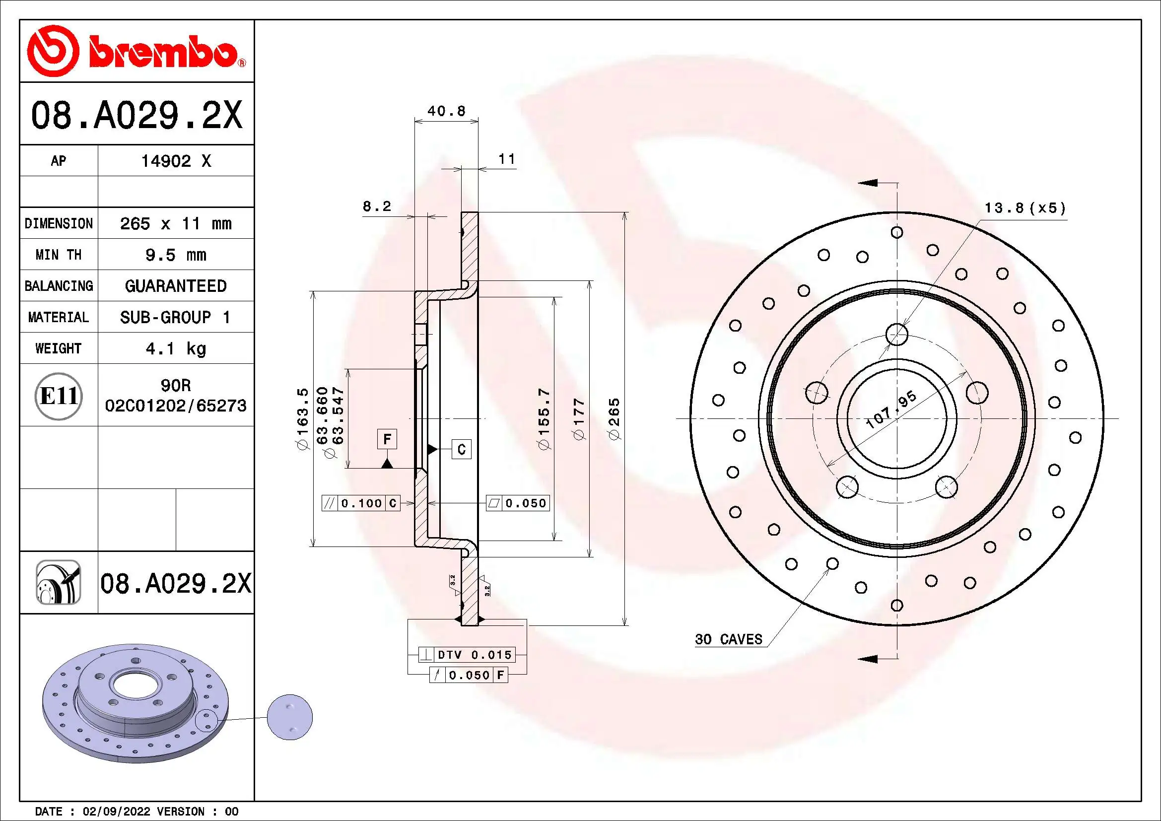 Brake Disc XTRA LINE - Xtra 08.A029.2X