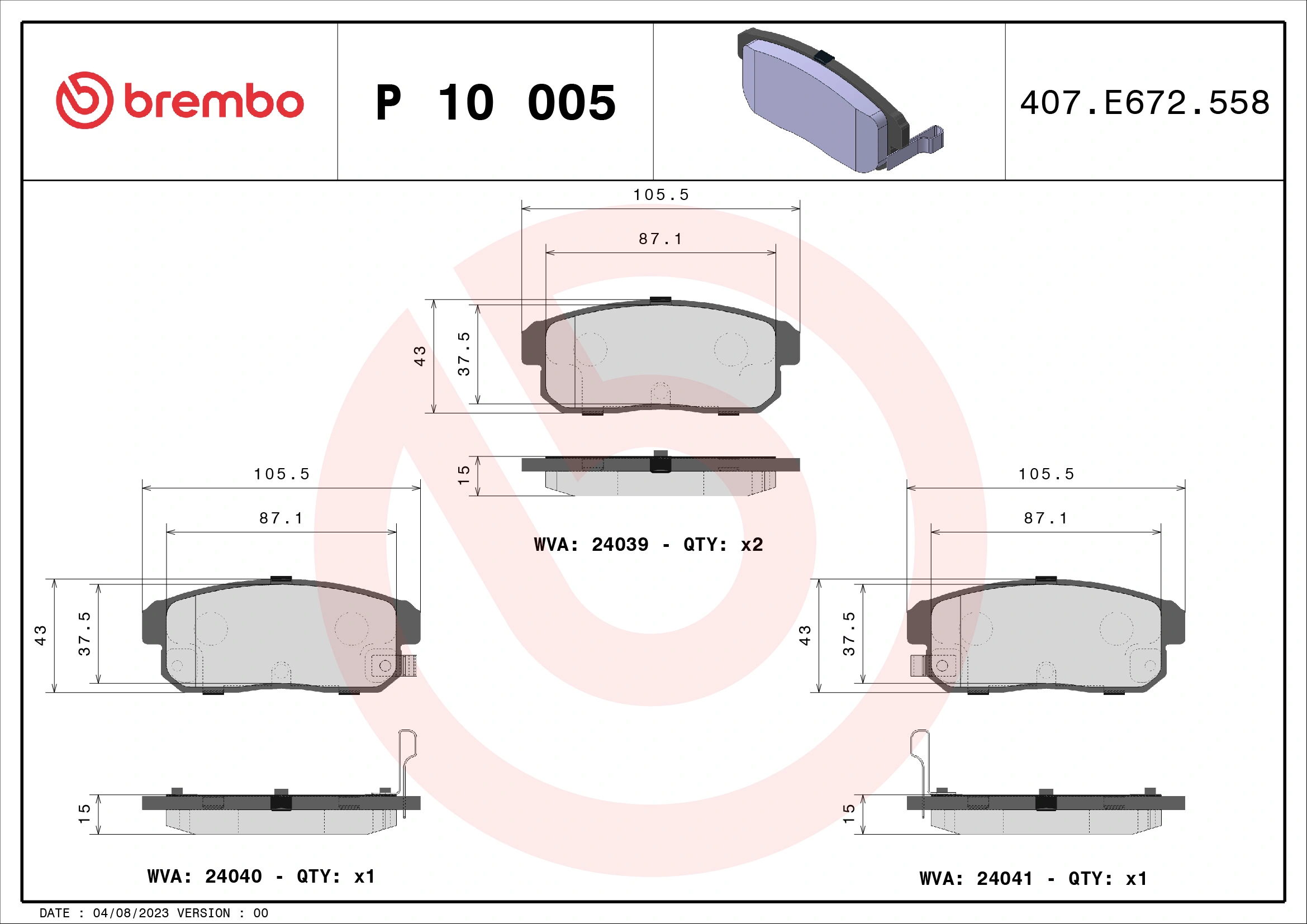Brake Pad Set, disc brake PRIME LINE P 10 005