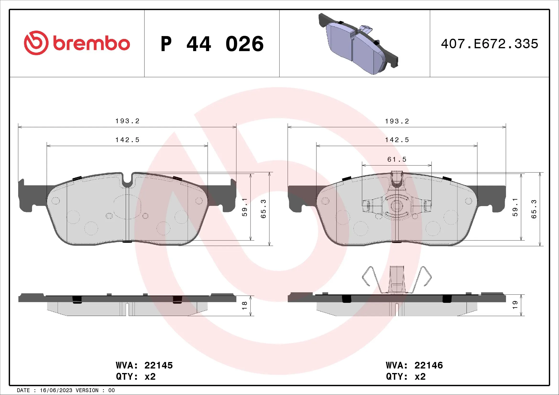 Brake Pad Set, disc brake PRIME LINE P 44 026
