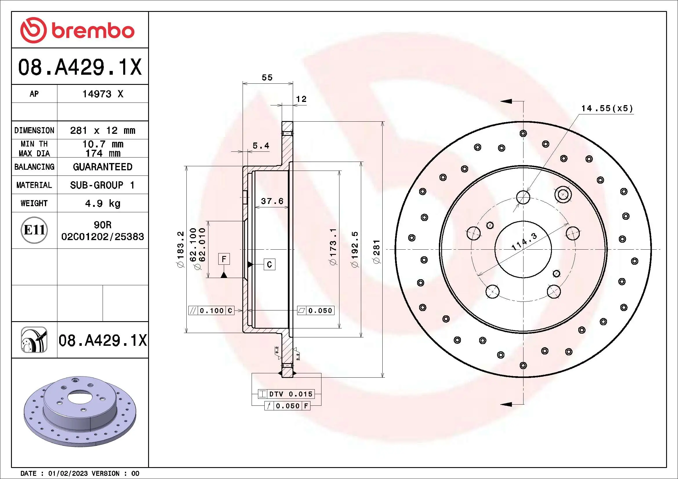Brake Disc XTRA LINE - Xtra 08.A429.1X