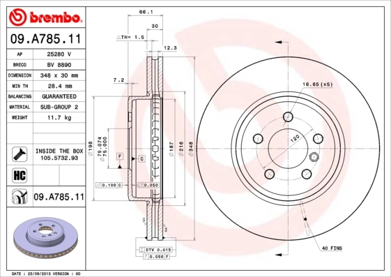 Brake Disc PRIME LINE - UV Coated 09.A785.11