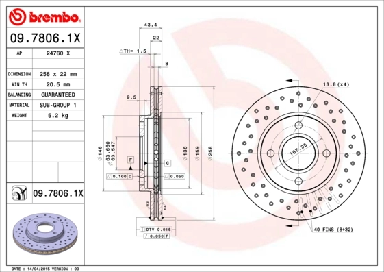 Brake Disc XTRA LINE - Xtra 09.7806.1X