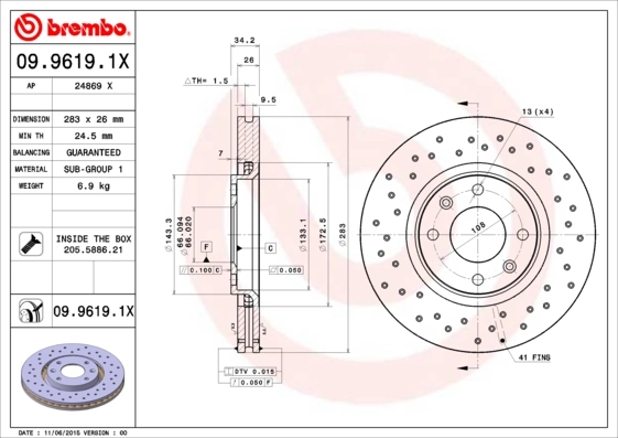 Brake Disc XTRA LINE - Xtra 09.9619.1X