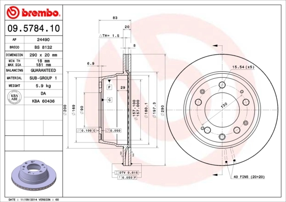 Brake Disc PRIME LINE 09.5784.10