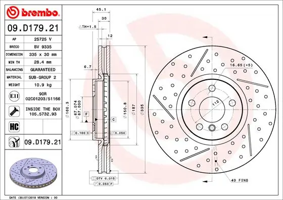 Brake Disc PRIME LINE - UV Coated 09.D179.21