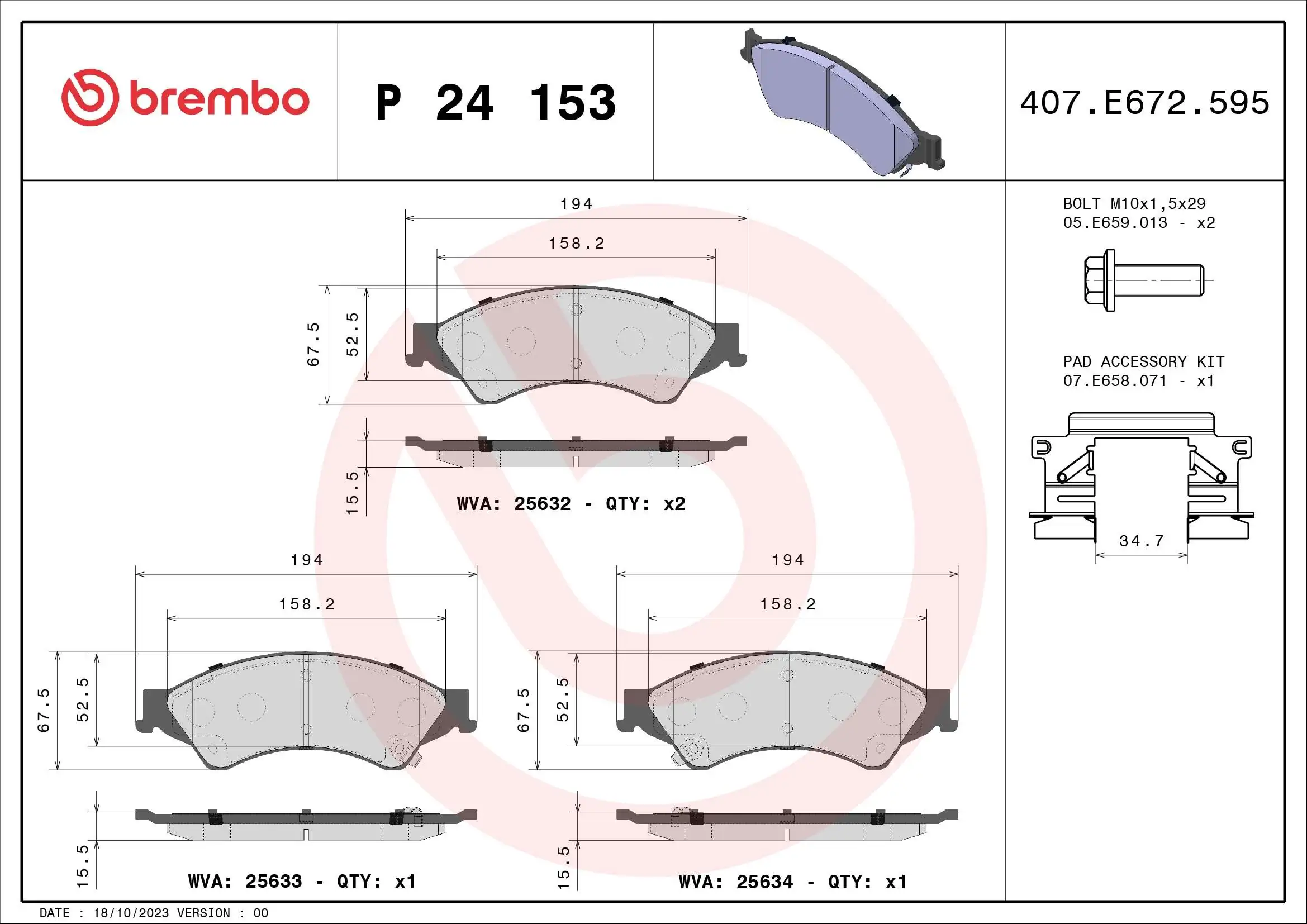 Brake Pad Set, disc brake PRIME LINE P 24 153