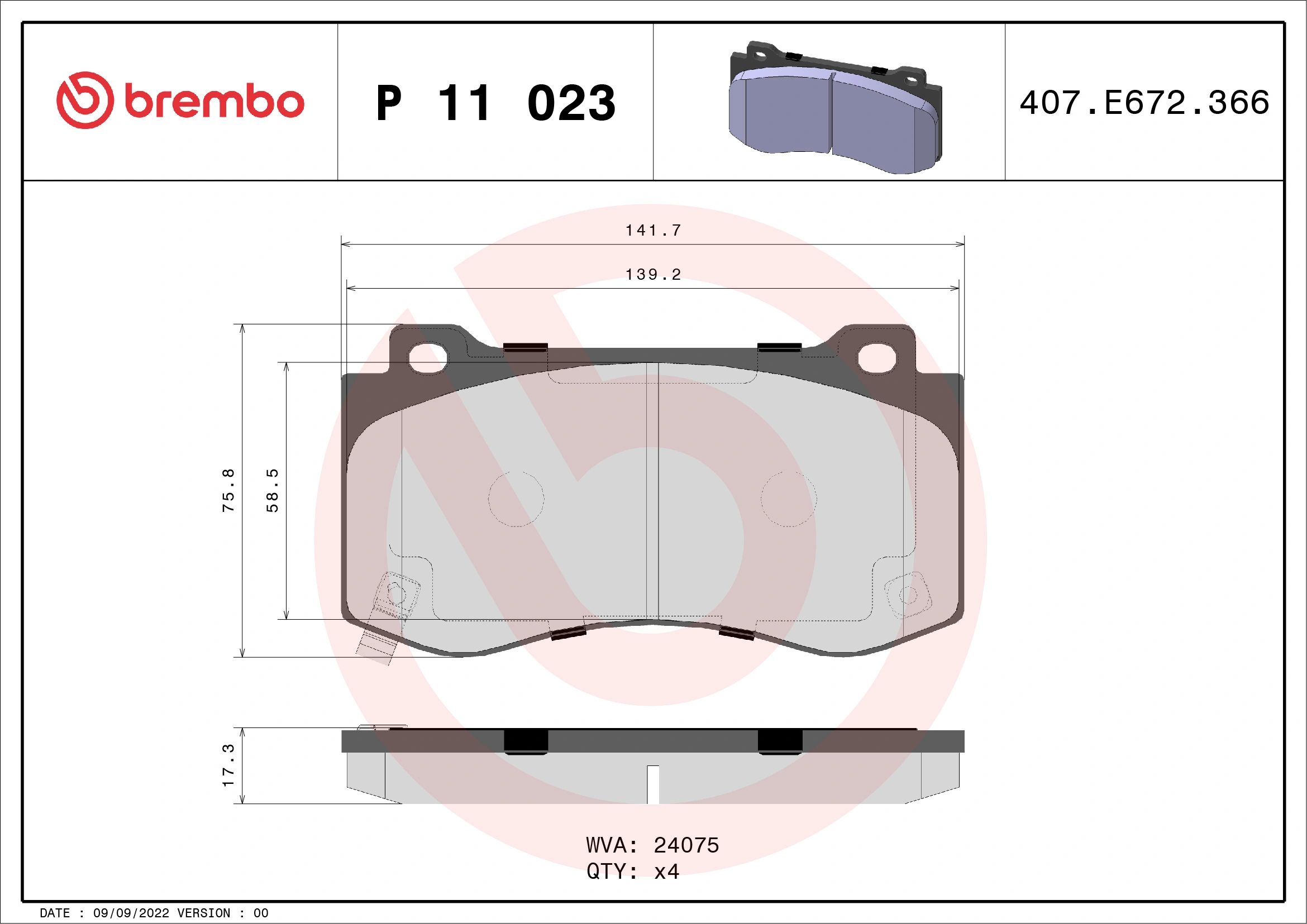 Brake Pad Set, disc brake PRIME LINE P 11 023