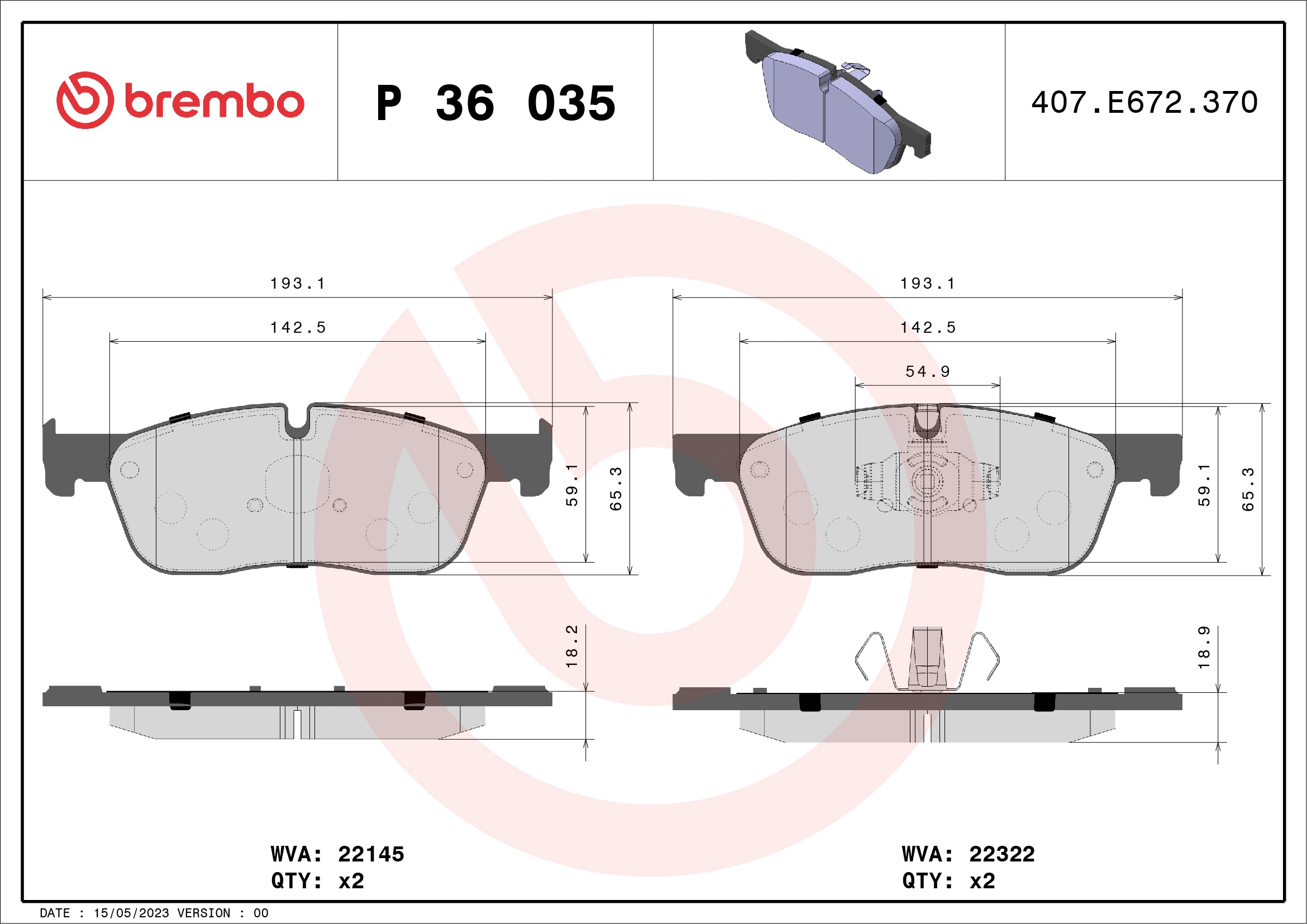 Brake Pad Set, disc brake PRIME LINE P 36 035