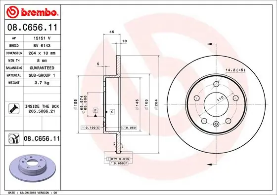 Brake Disc PRIME LINE - UV Coated 08.C656.11