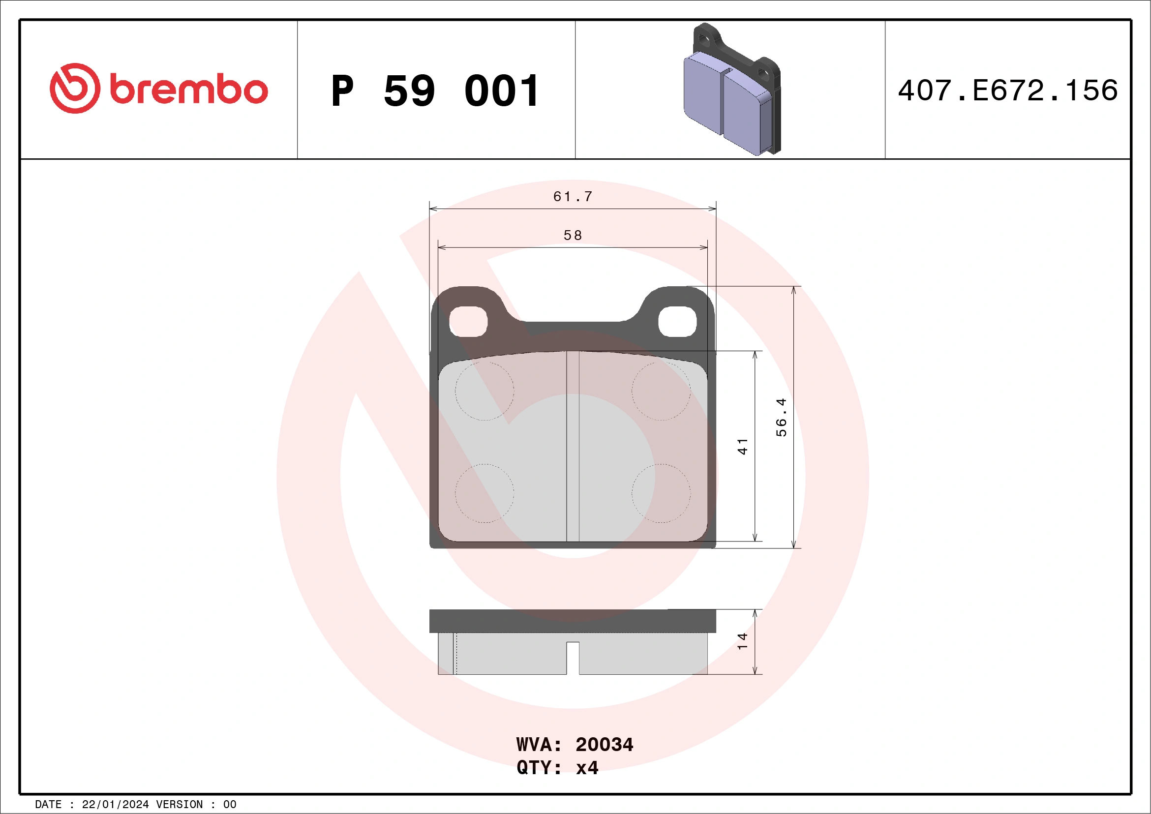 Brake Pad Set, disc brake PRIME LINE P 59 001