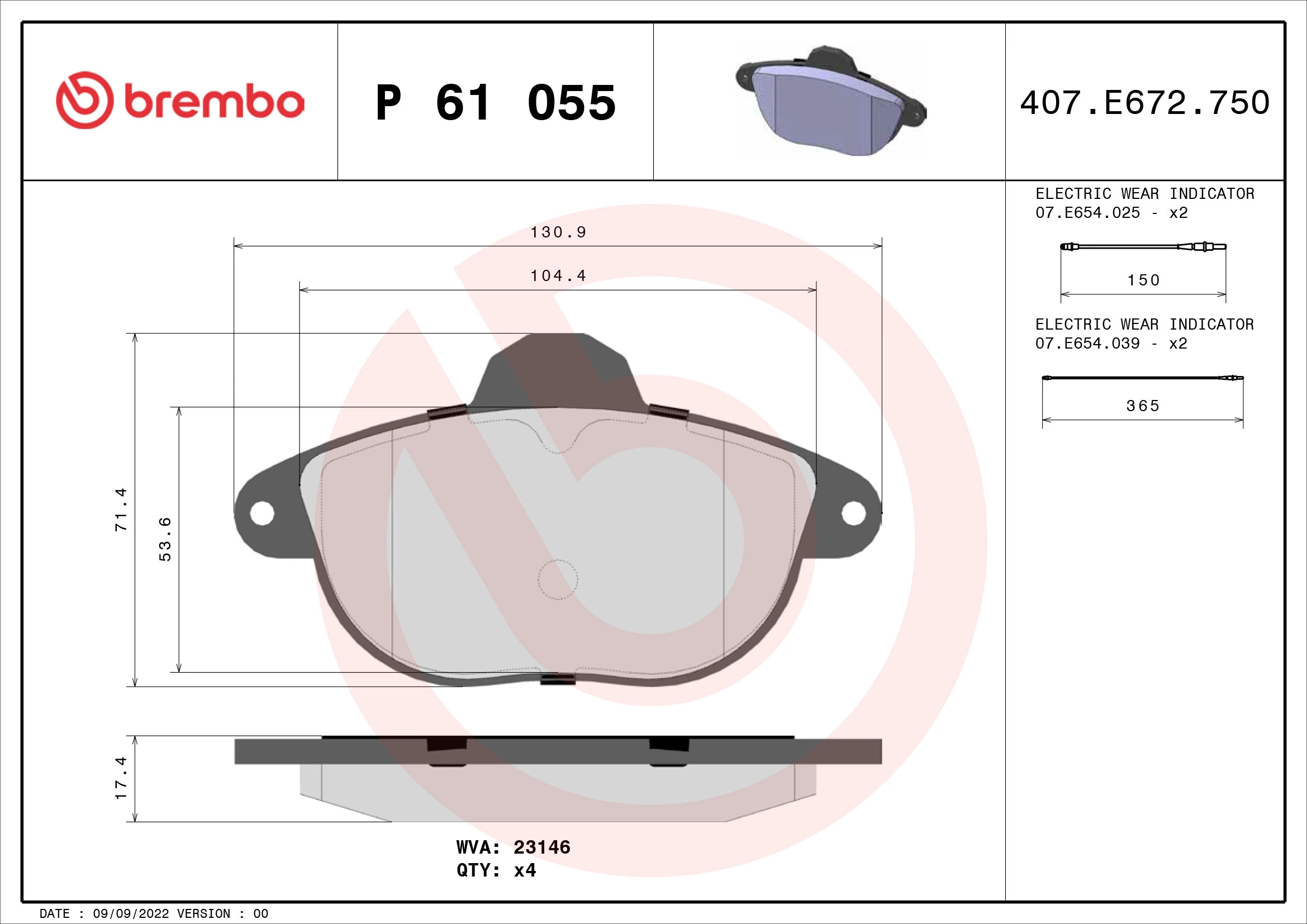 Brake Pad Set, disc brake PRIME LINE P 61 055
