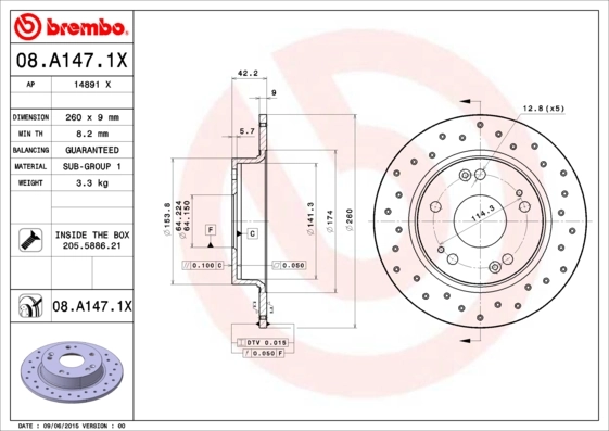 Brake Disc XTRA LINE - Xtra 08.A147.1X