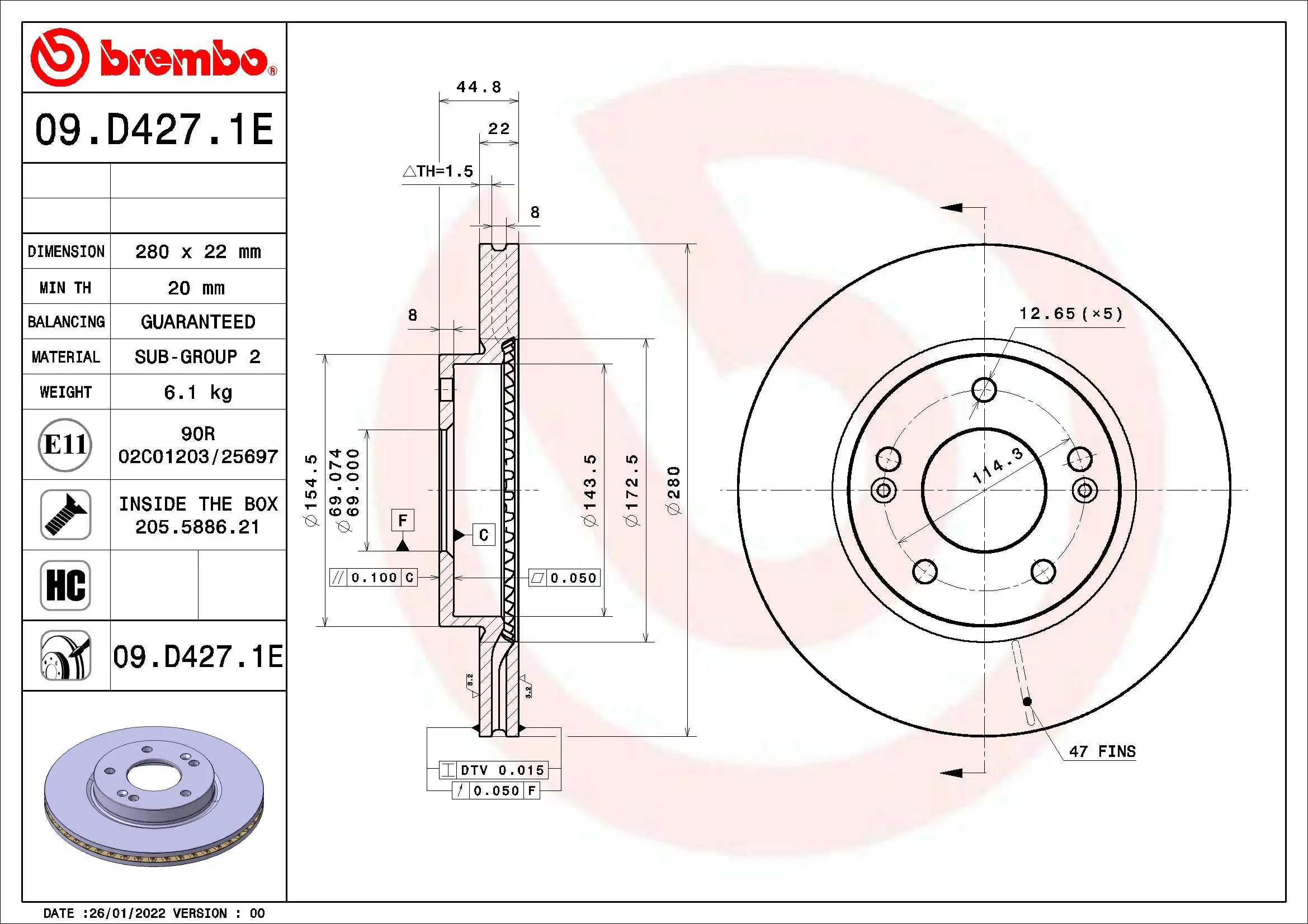 Brake Kit, disc brake BEYOND LINE - EV KT 08 013