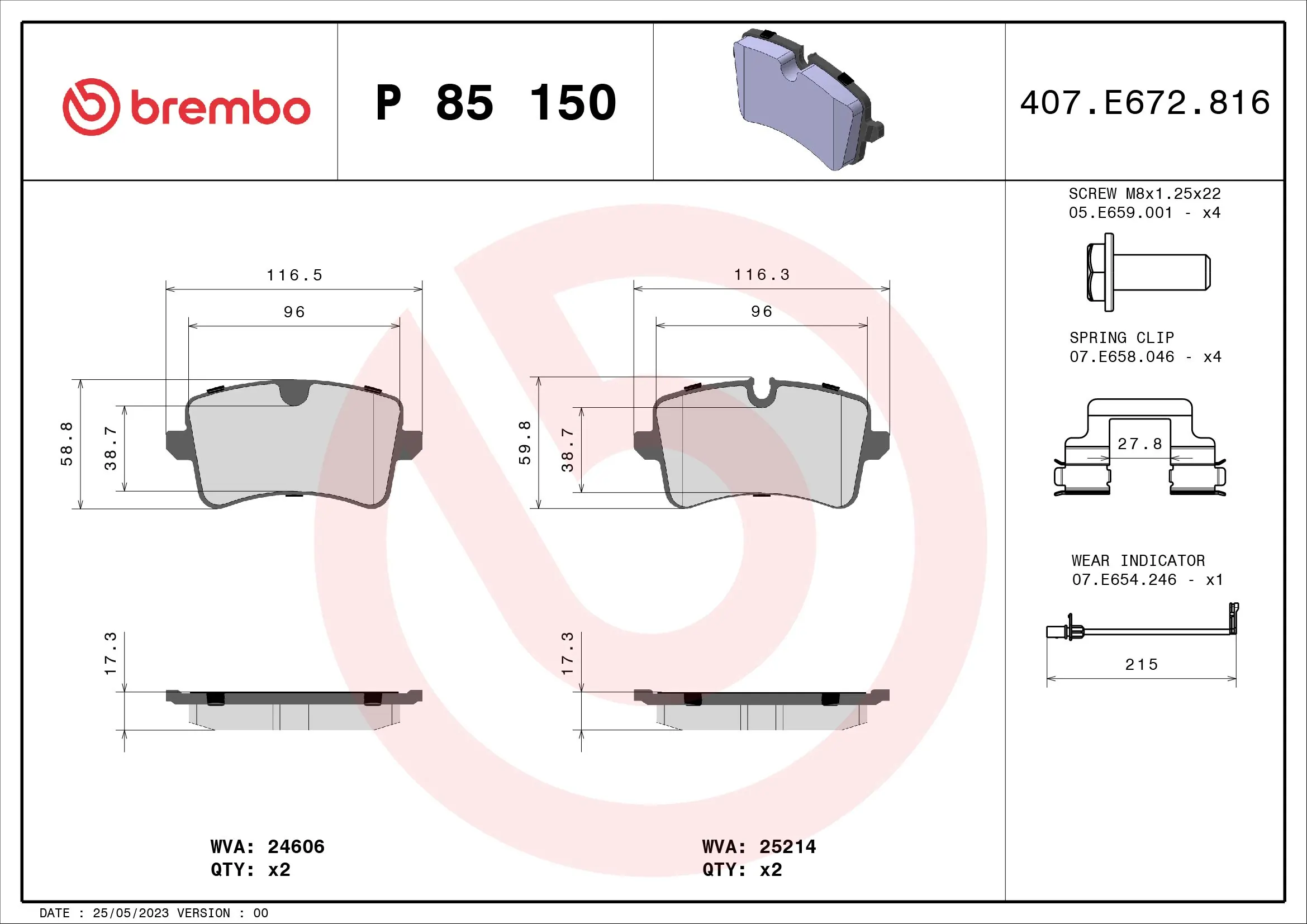 Brake Pad Set, disc brake PRIME LINE P 85 150