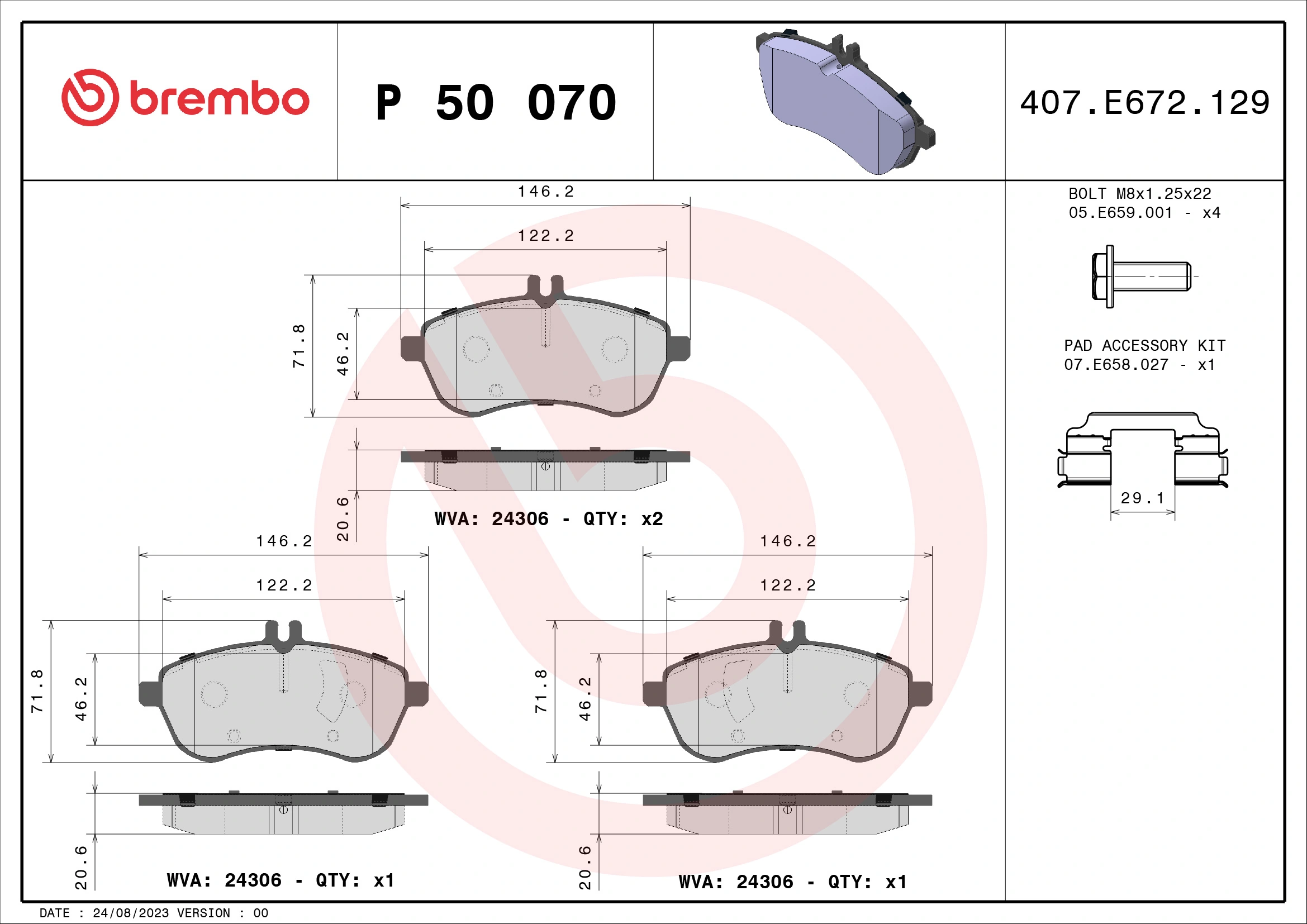 Brake Pad Set, disc brake PRIME LINE P 50 070