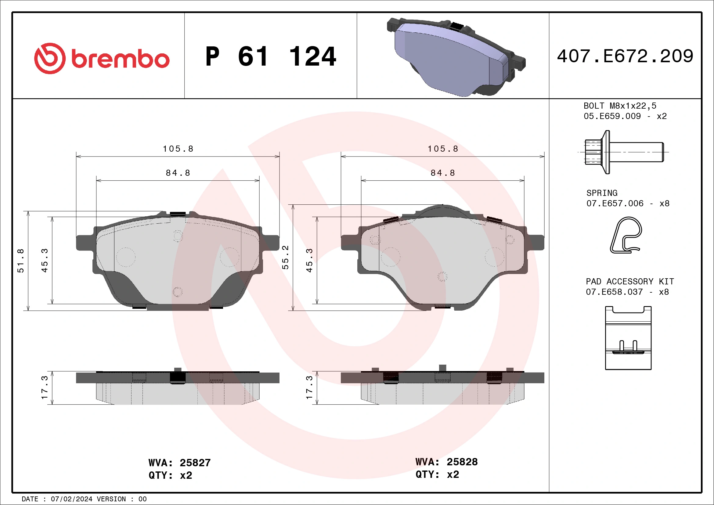 Brake Pad Set, disc brake PRIME LINE P 61 124