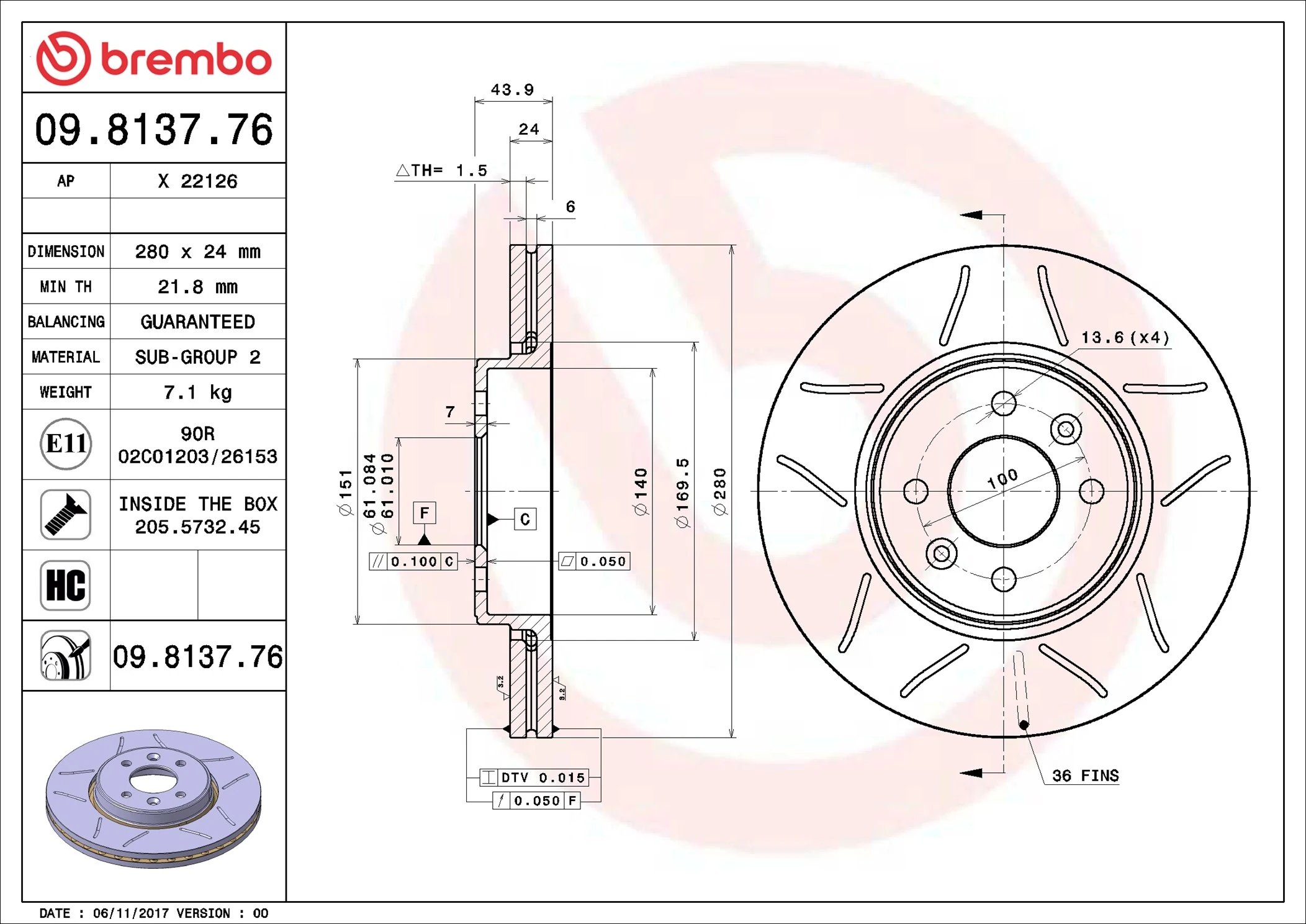Brake Disc XTRA LINE - Max 09.8137.76