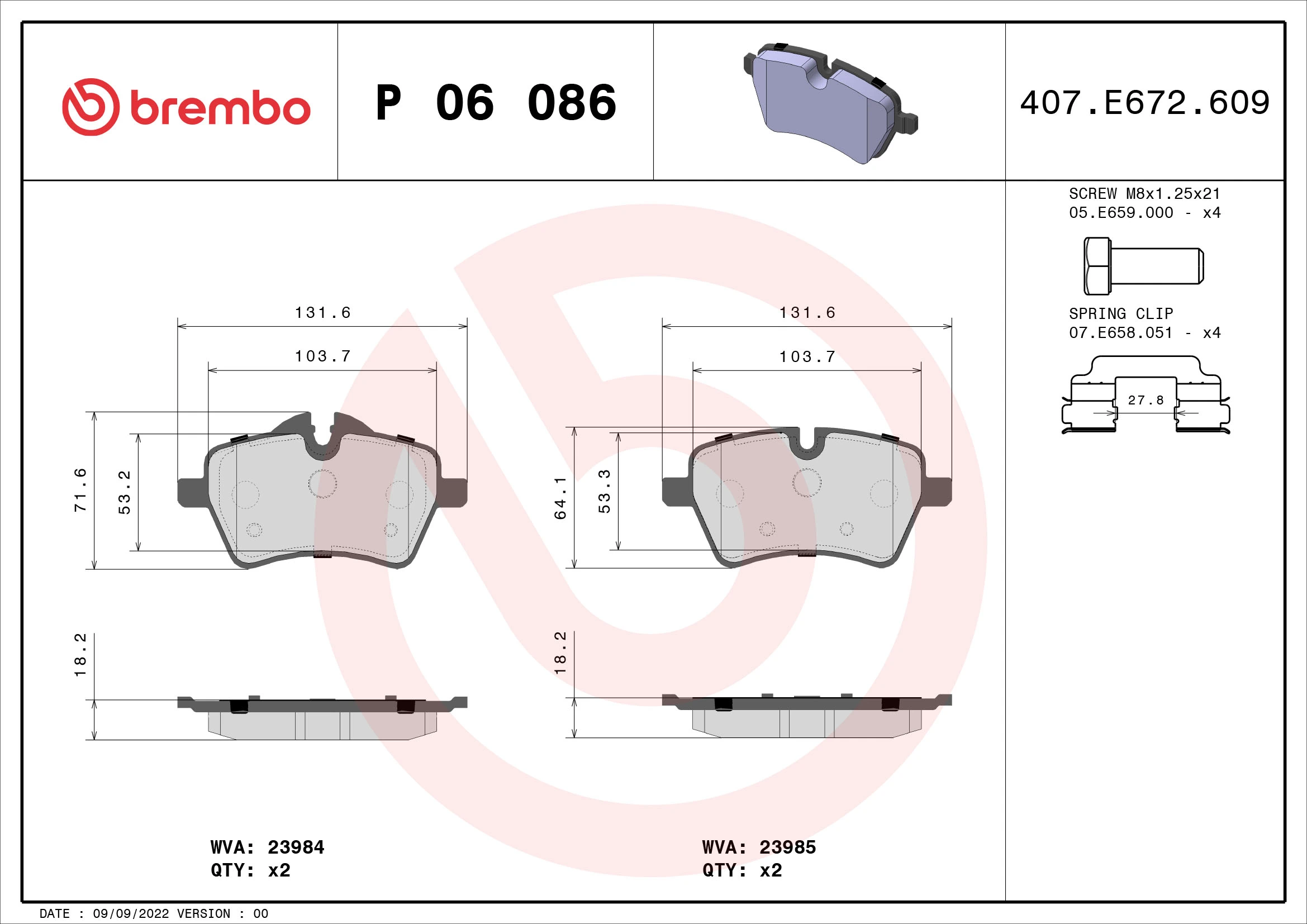 Brake Pad Set, disc brake PRIME LINE P 06 086