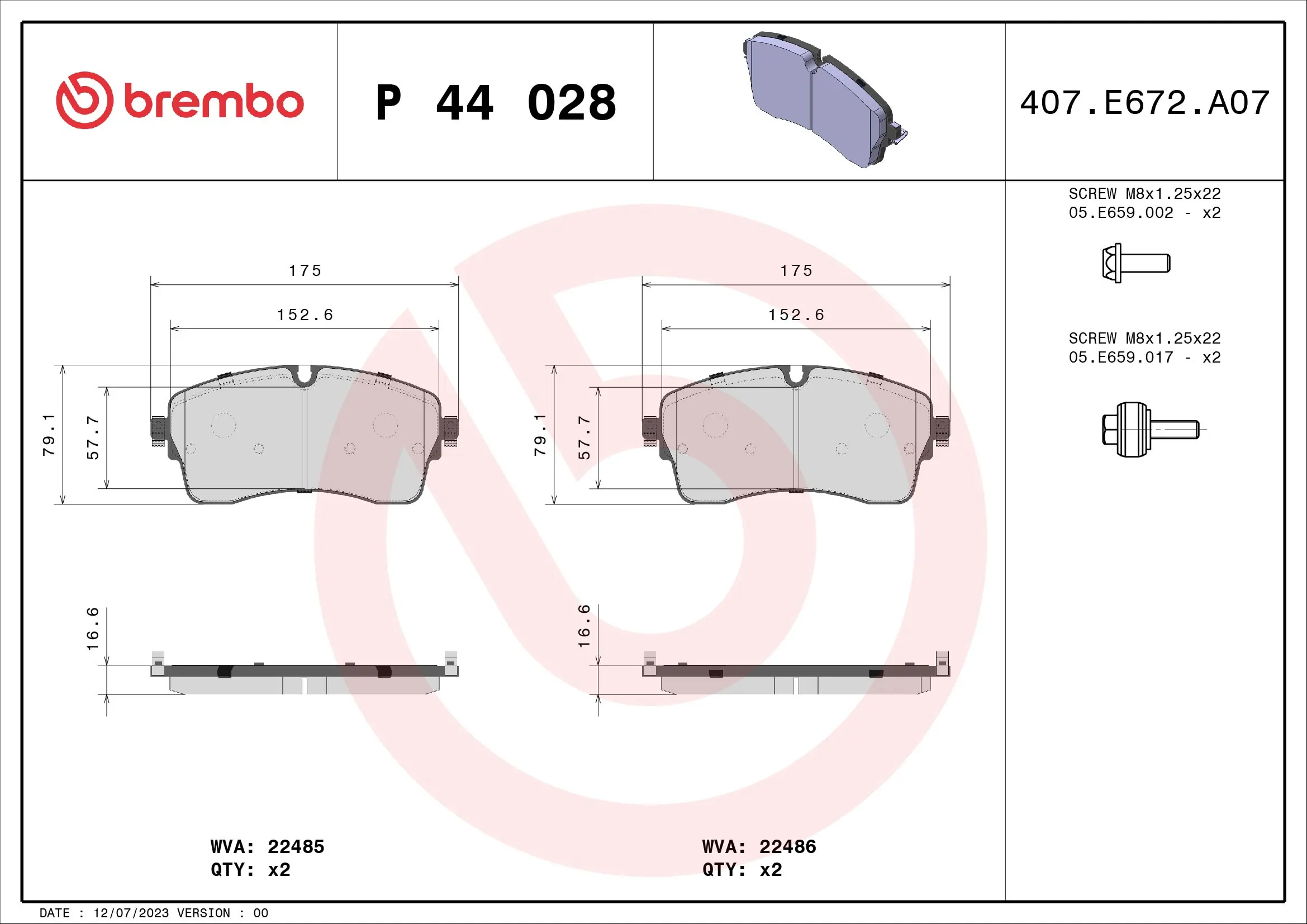 Brake Pad Set, disc brake PRIME LINE P 44 028