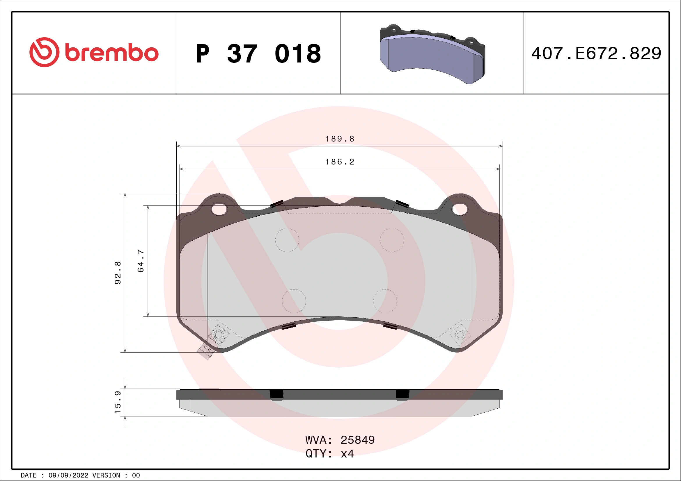 Brake Pad Set, disc brake PRIME LINE P 37 018