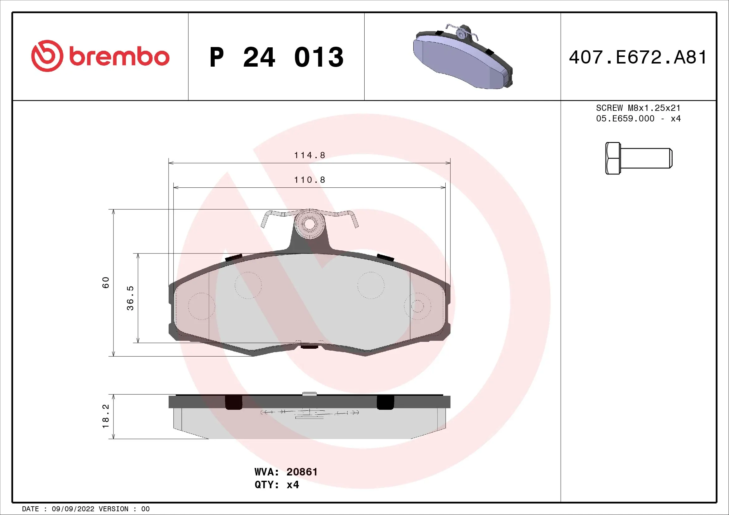 Brake Pad Set, disc brake PRIME LINE P 24 013