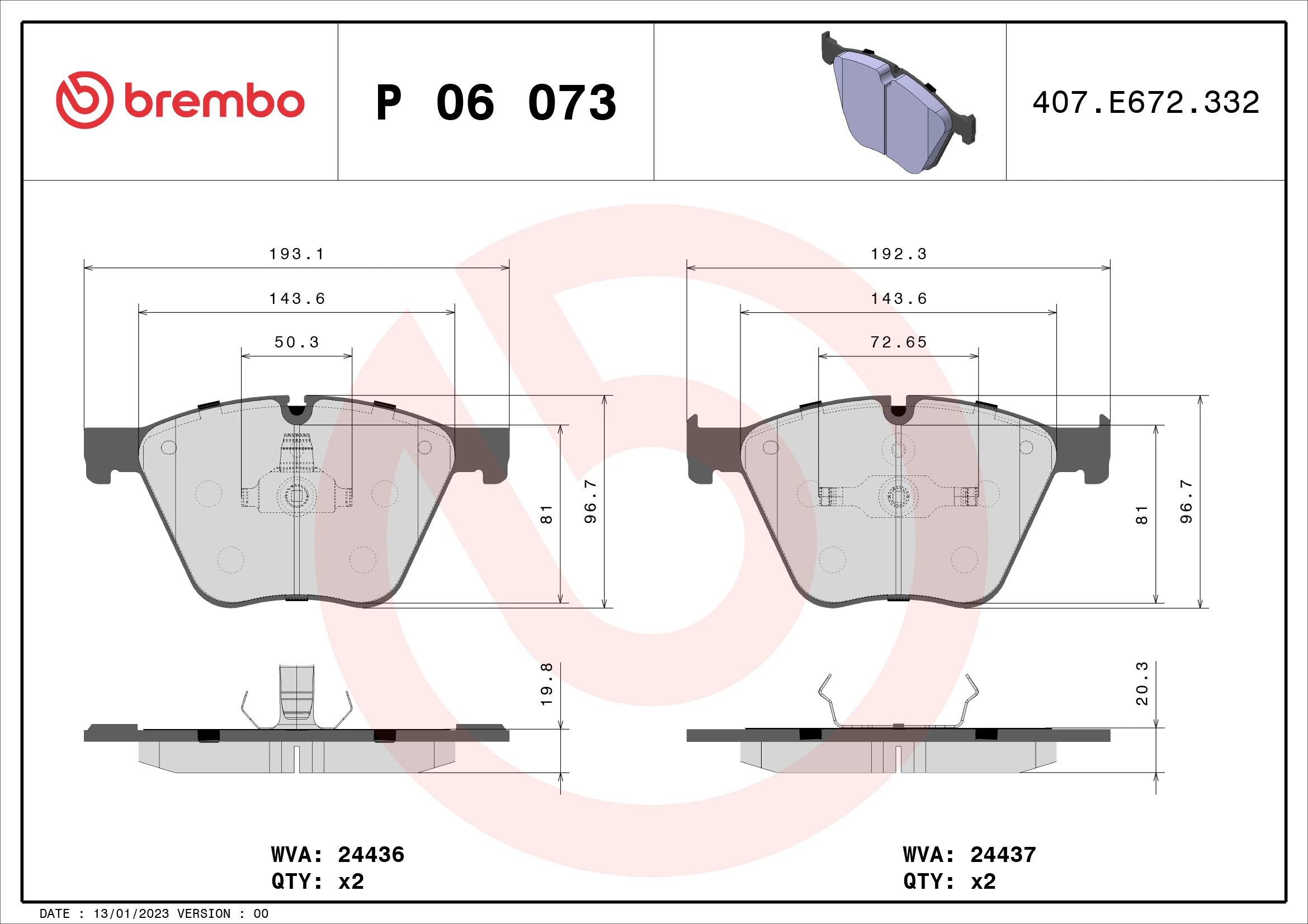 Brake Pad Set, disc brake PRIME LINE P 06 073