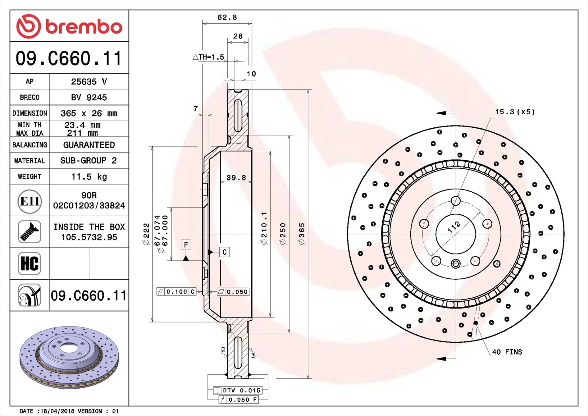 Brake Disc PRIME LINE - UV Coated 09.C660.11