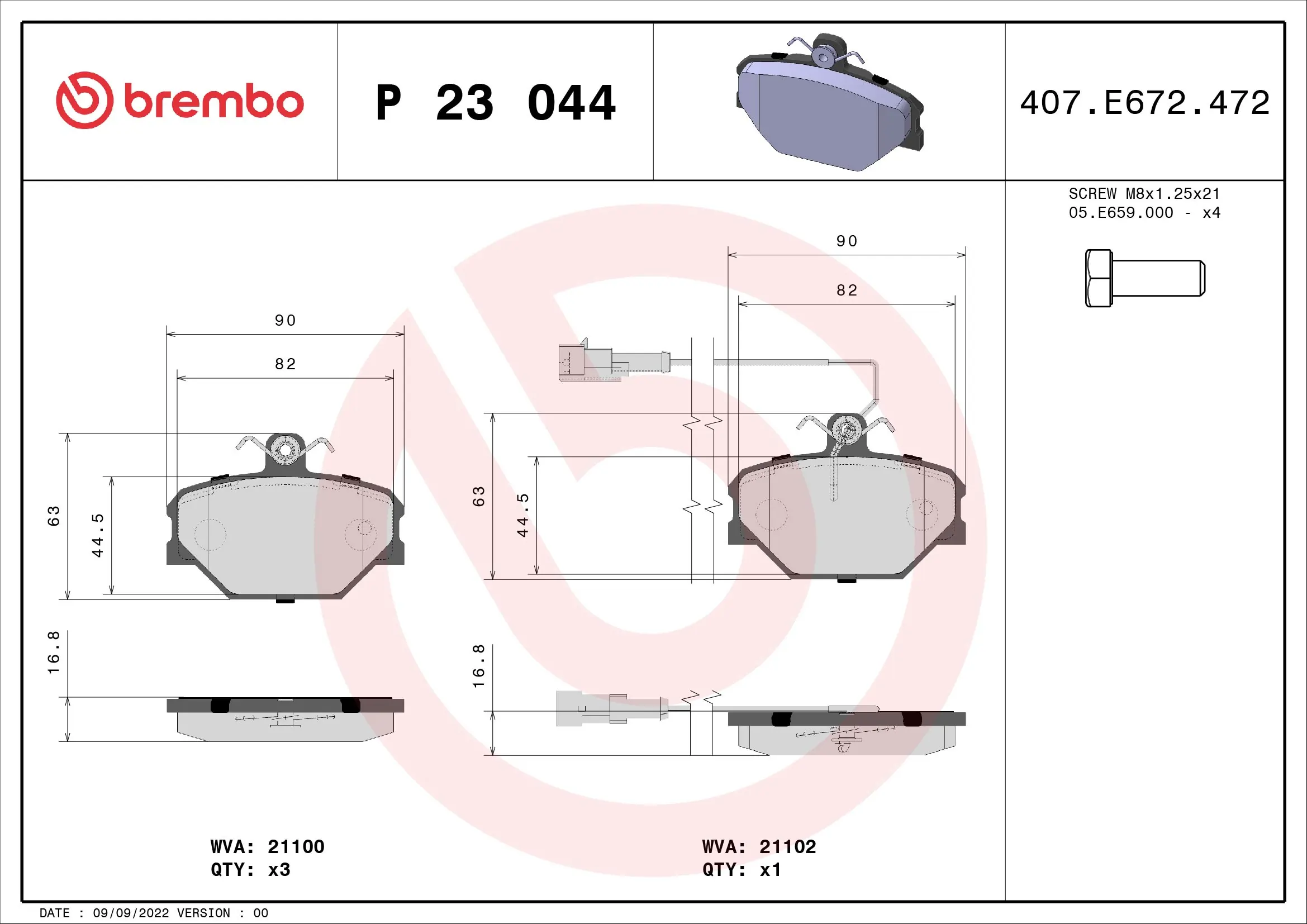 Brake Pad Set, disc brake PRIME LINE P 23 044