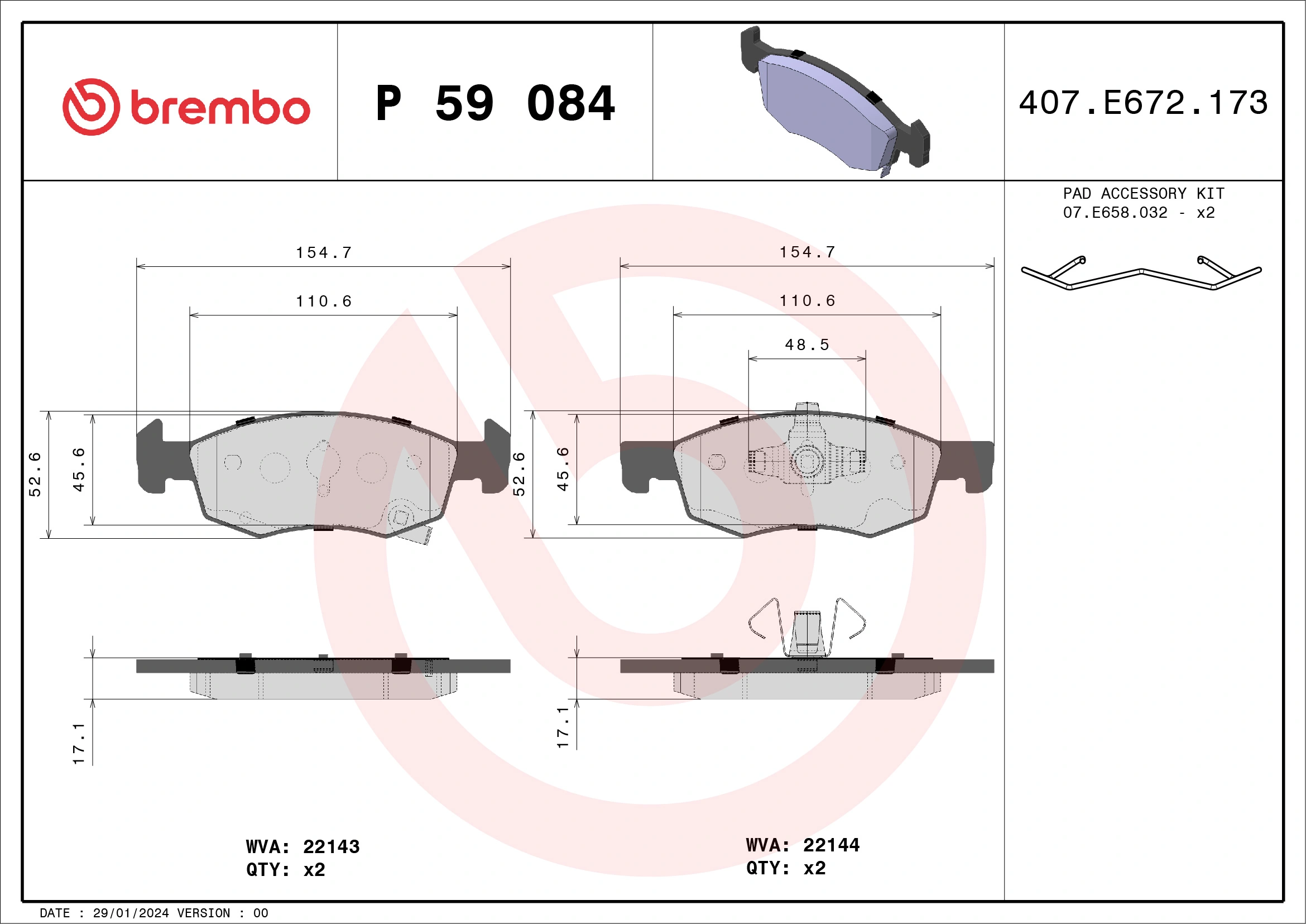 Brake Pad Set, disc brake PRIME LINE P 59 084