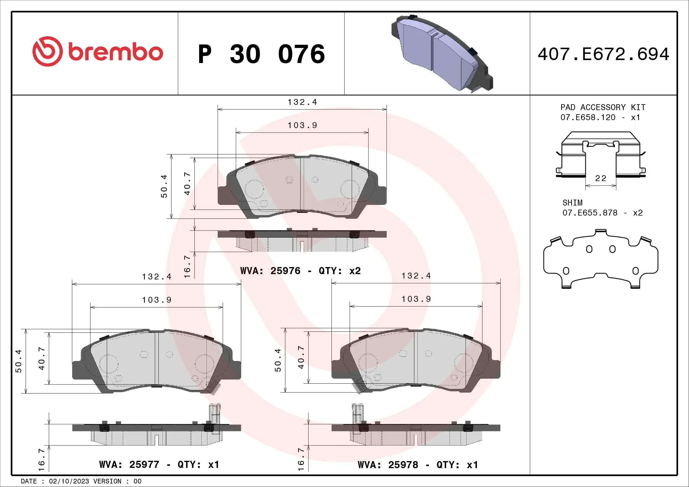 Brake Pad Set, disc brake PRIME LINE P 30 076