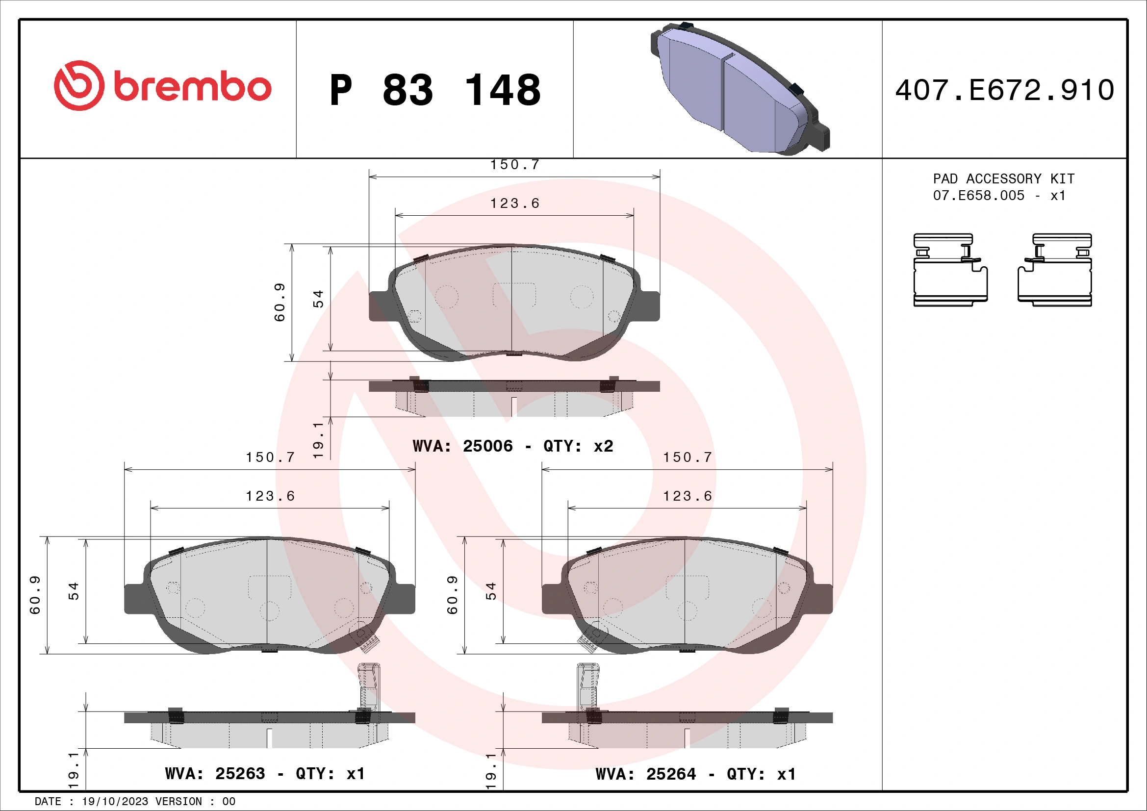 Brake Pad Set, disc brake PRIME LINE P 83 148