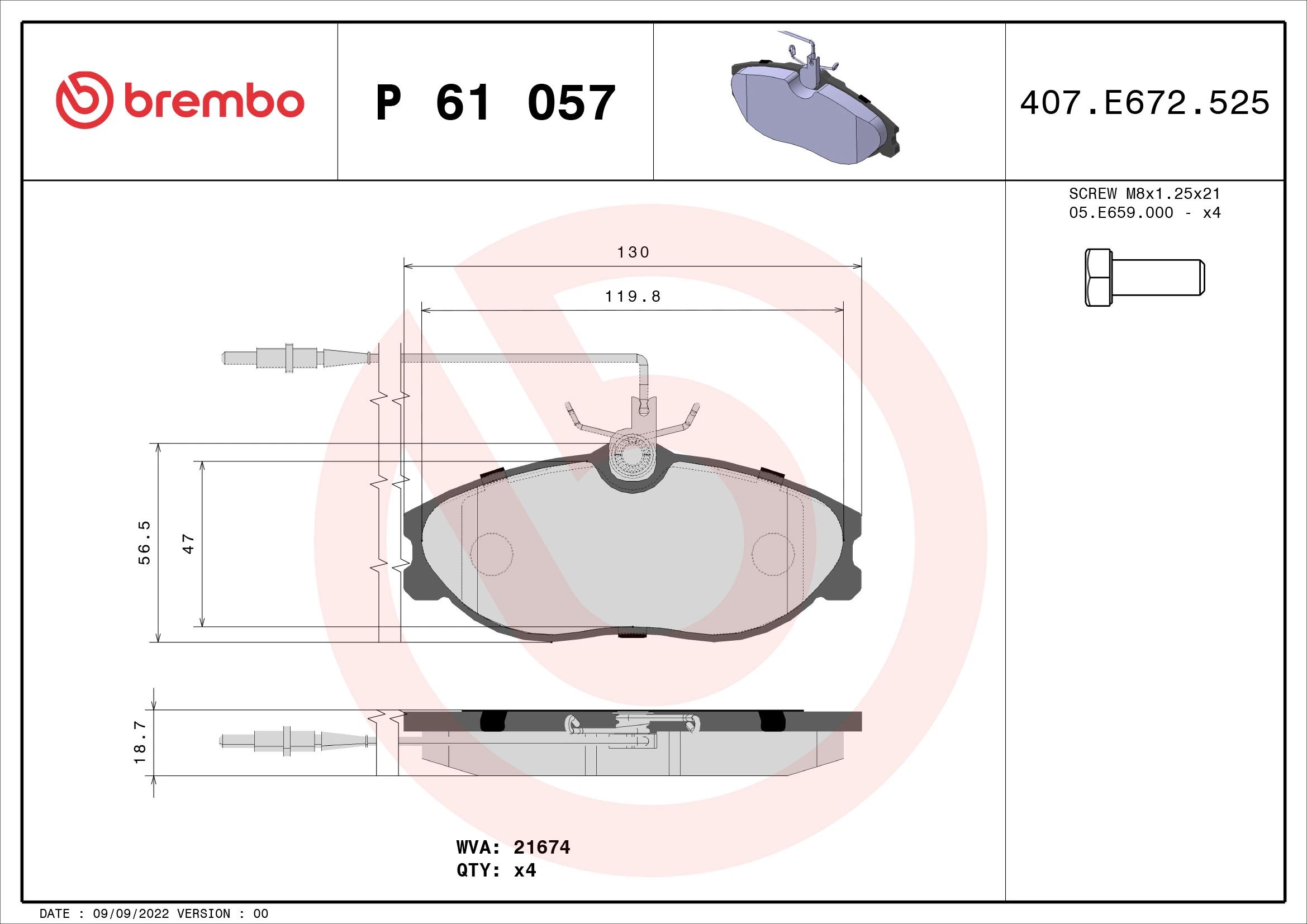 Brake Pad Set, disc brake PRIME LINE P 61 057