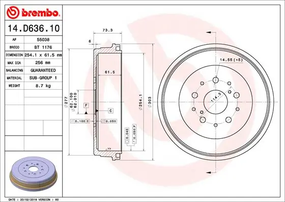 Brake Drum ESSENTIAL LINE 14.D636.10