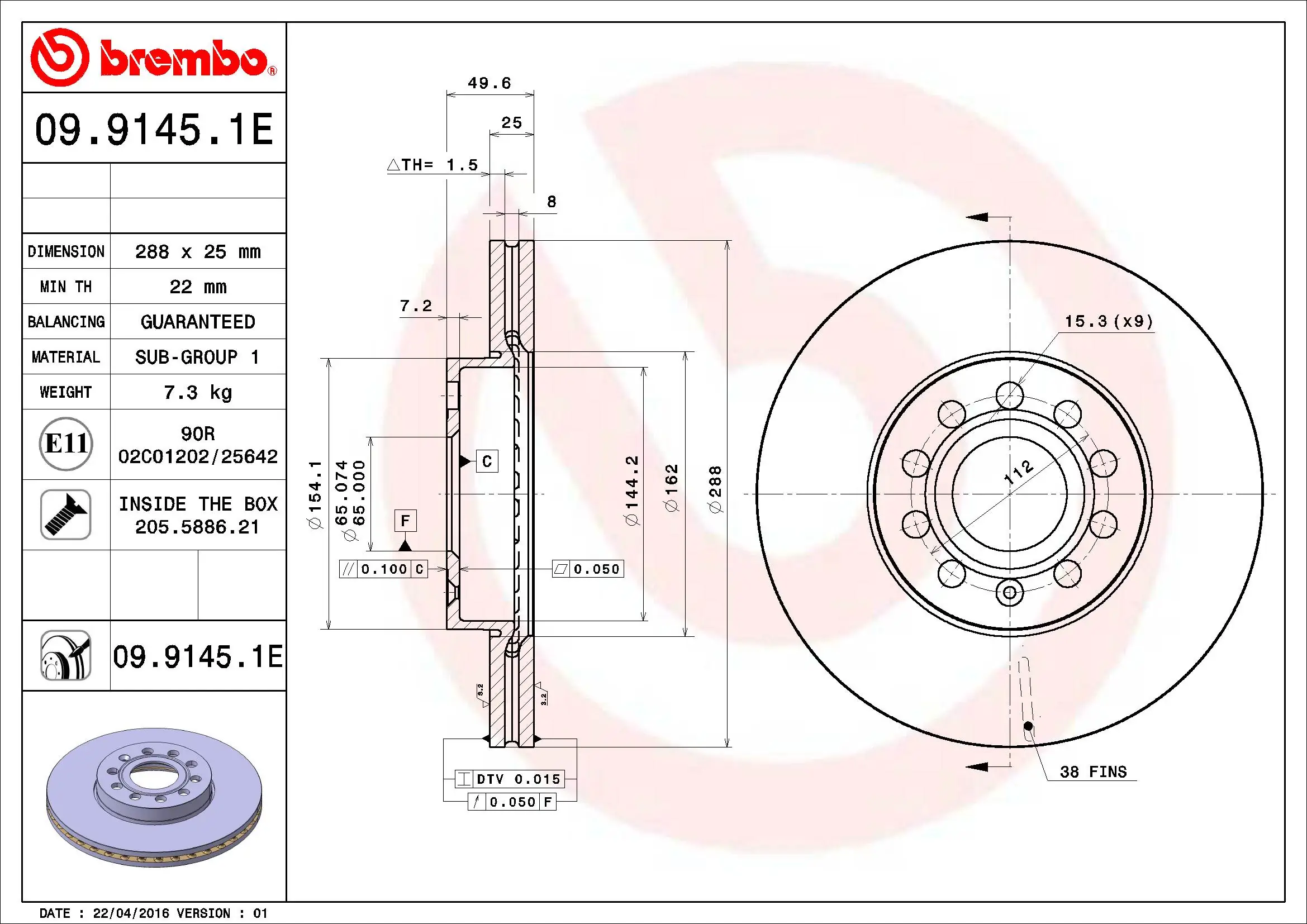 Brake Kit, disc brake BEYOND LINE - EV KT 08 024