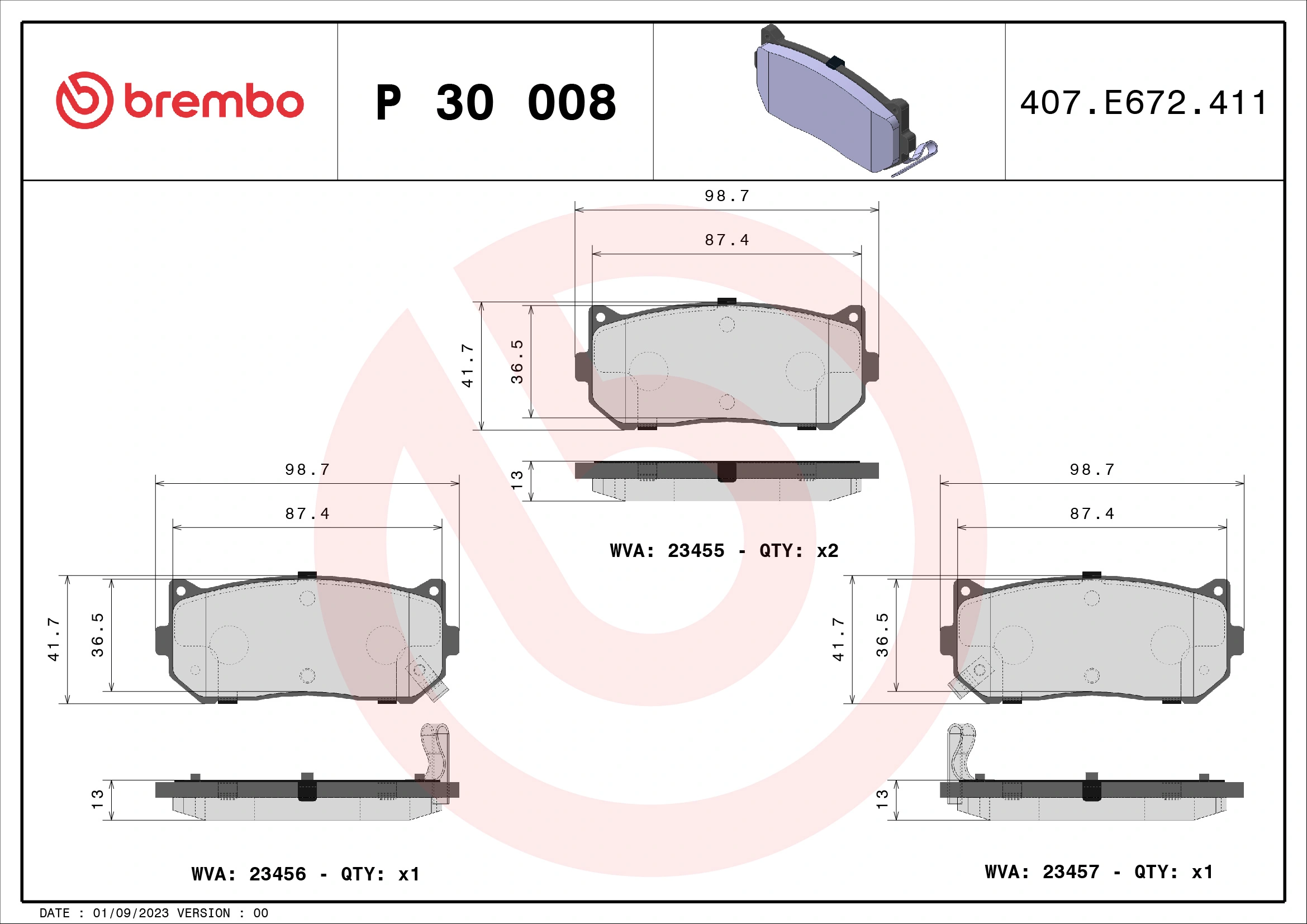 Brake Pad Set, disc brake PRIME LINE P 30 008