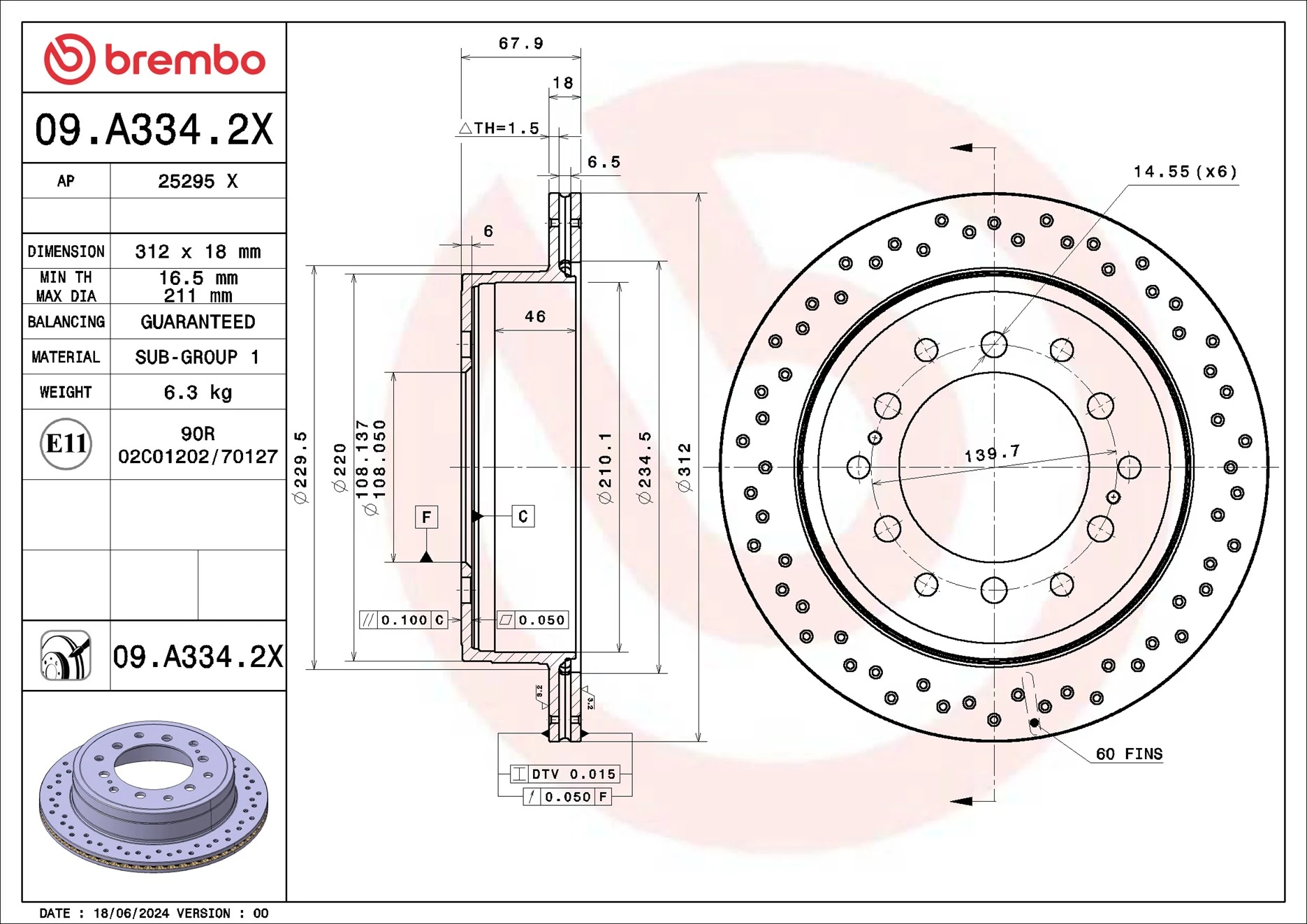 Brake Disc XTRA LINE - Xtra 09.A334.2X