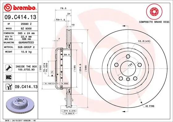 Brake Disc PRIME LINE - Composite 09.C414.13