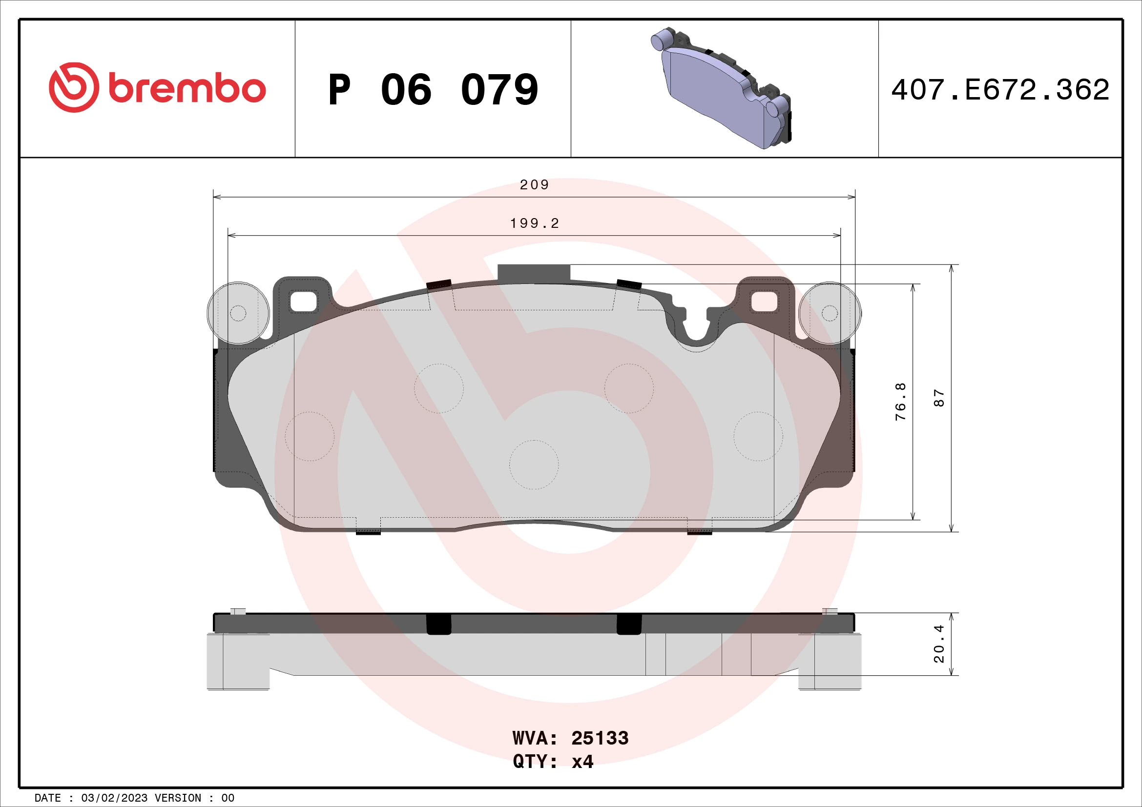 Brake Pad Set, disc brake PRIME LINE P 06 079