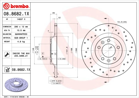 Brake Disc XTRA LINE - Xtra 08.8682.1X