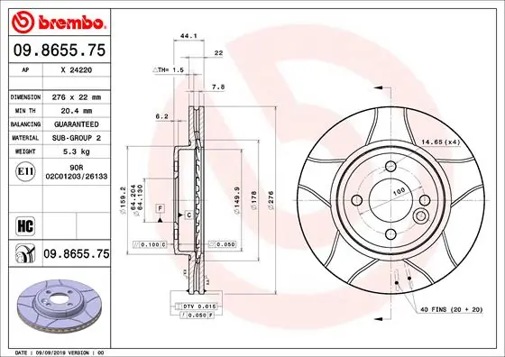Brake Disc XTRA LINE - Max 09.8655.75