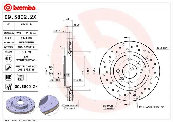 Brake Disc XTRA LINE - Xtra 09.5802.2X